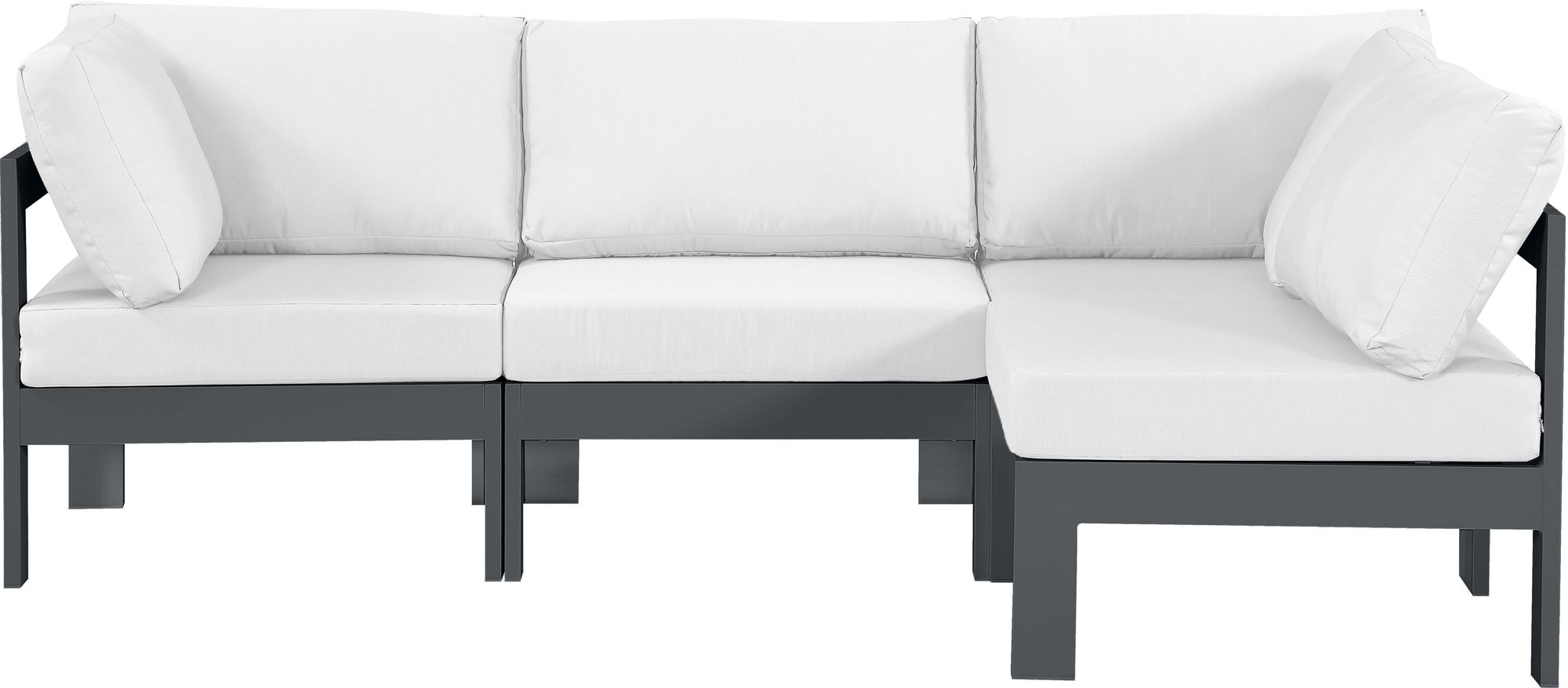 Nizuc 90" 4-Piece Outdoor Patio Waterproof Fabric Modular Sectional with Dark Grey Aluminum Frame