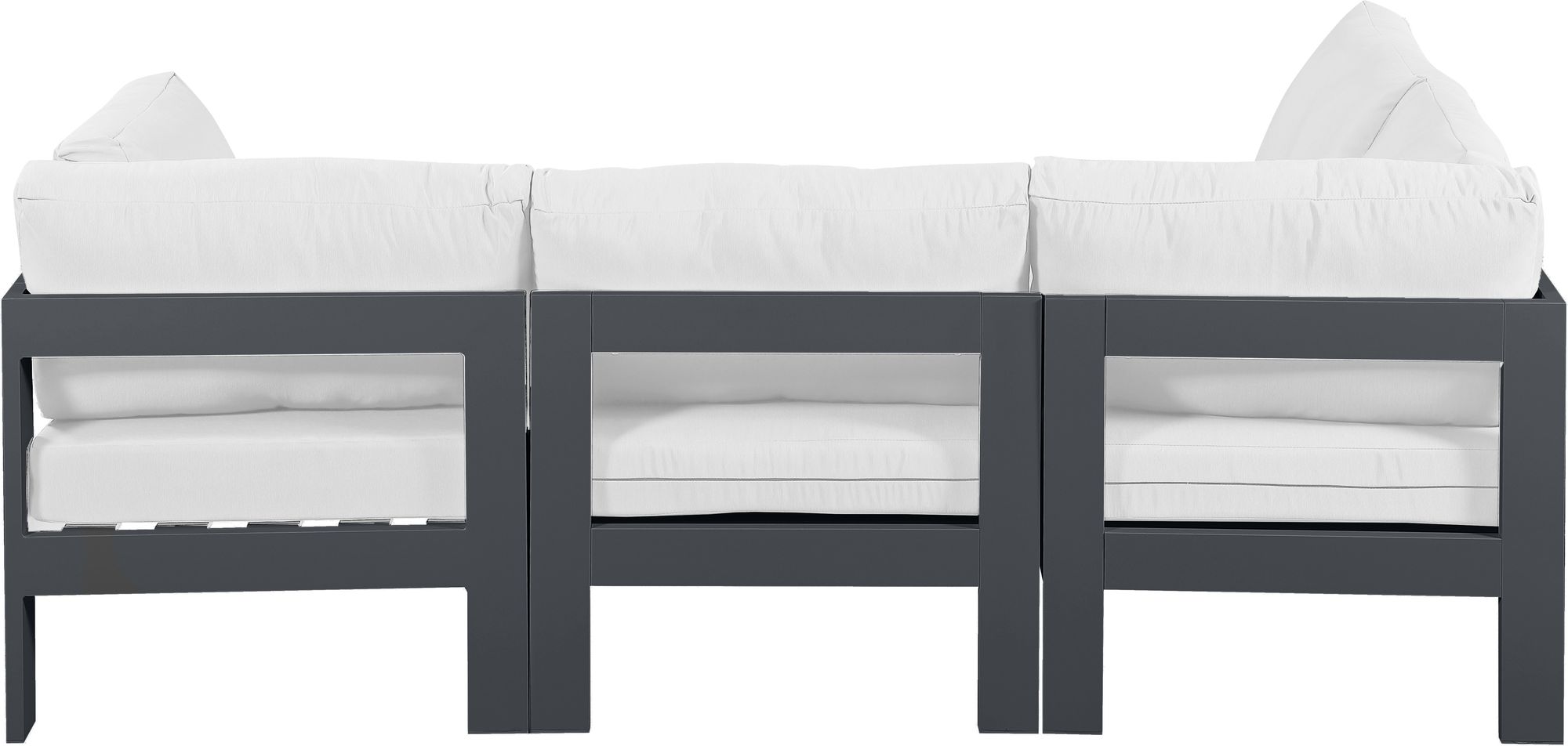 Nizuc 90" 4-Piece Outdoor Patio Waterproof Fabric Modular Sectional with Dark Grey Aluminum Frame