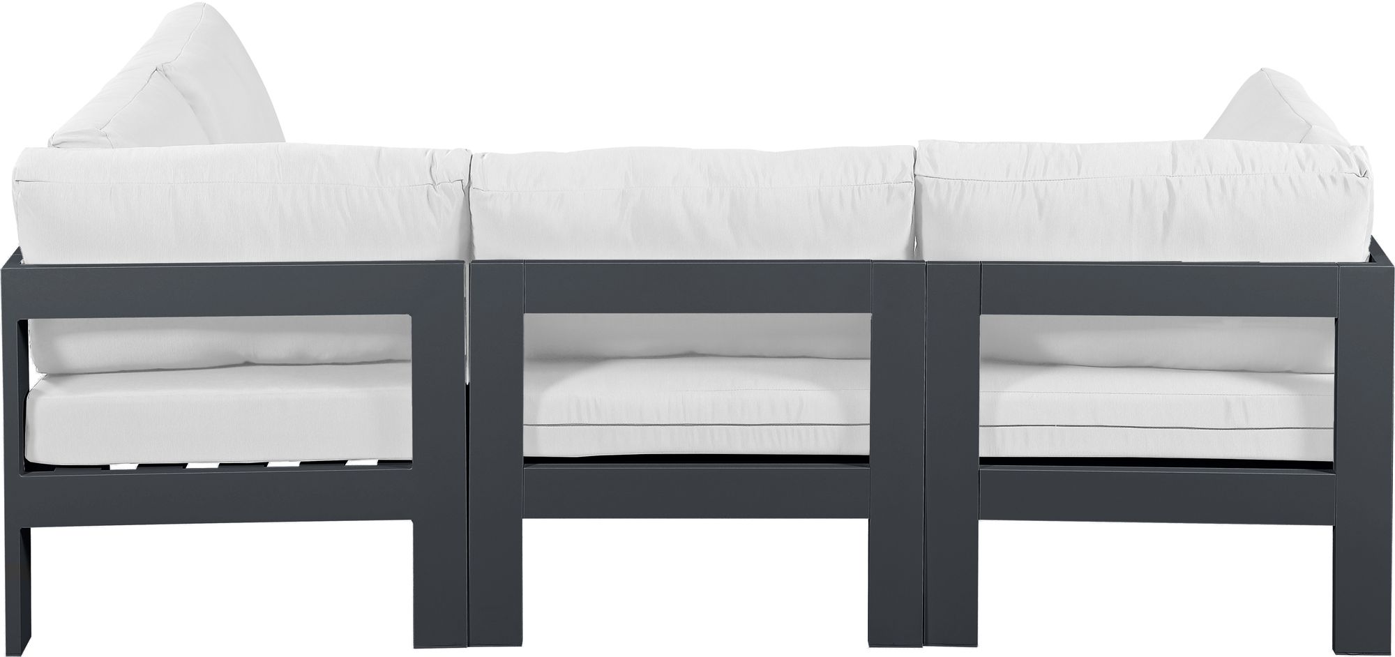 Nizuc 90" 4-Piece Outdoor Patio Waterproof Fabric Modular Sectional with Dark Grey Aluminum Frame