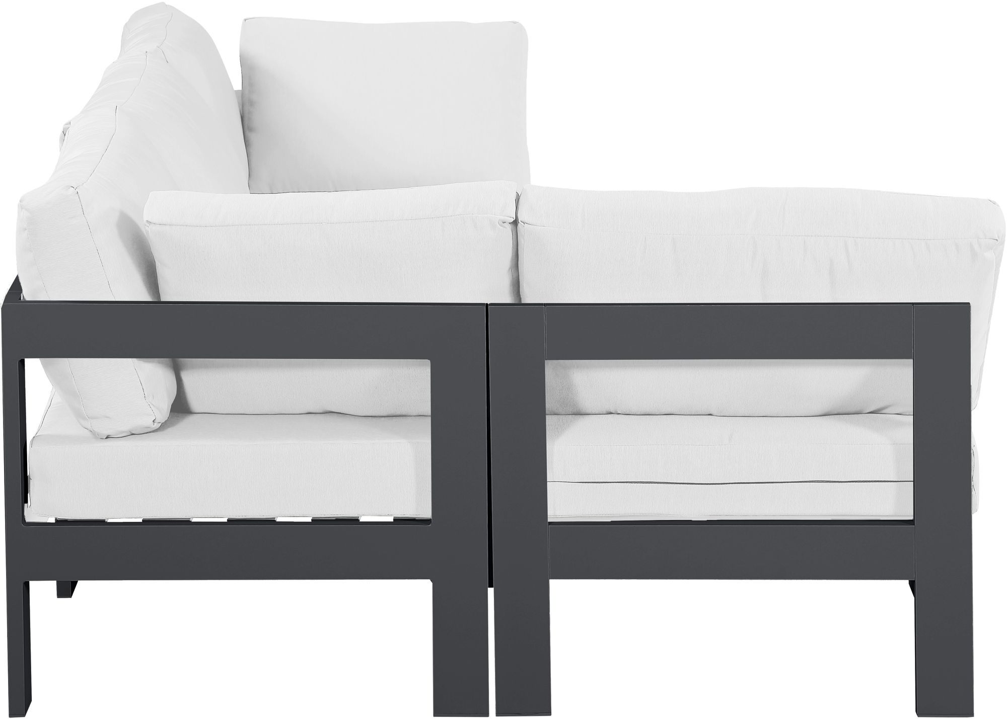 Nizuc 90" 4-Piece Outdoor Patio Waterproof Fabric Modular Sectional with Dark Grey Aluminum Frame