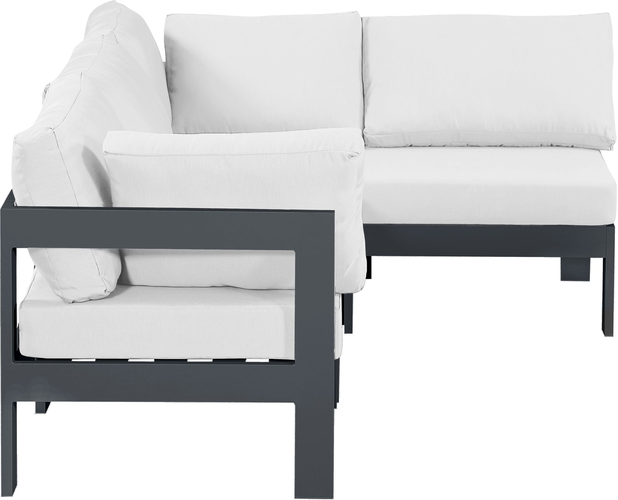 Nizuc 90" 4-Piece Outdoor Patio Waterproof Fabric Modular Sectional with Dark Grey Aluminum Frame