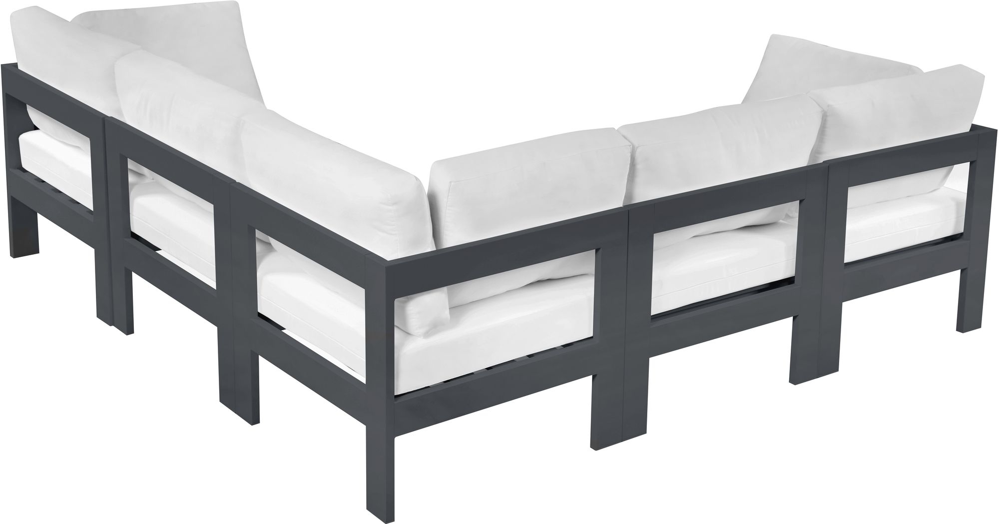 Nizuc 90" 5-Piece Outdoor Patio Waterproof Fabric Modular Sectional with Aluminum Frame