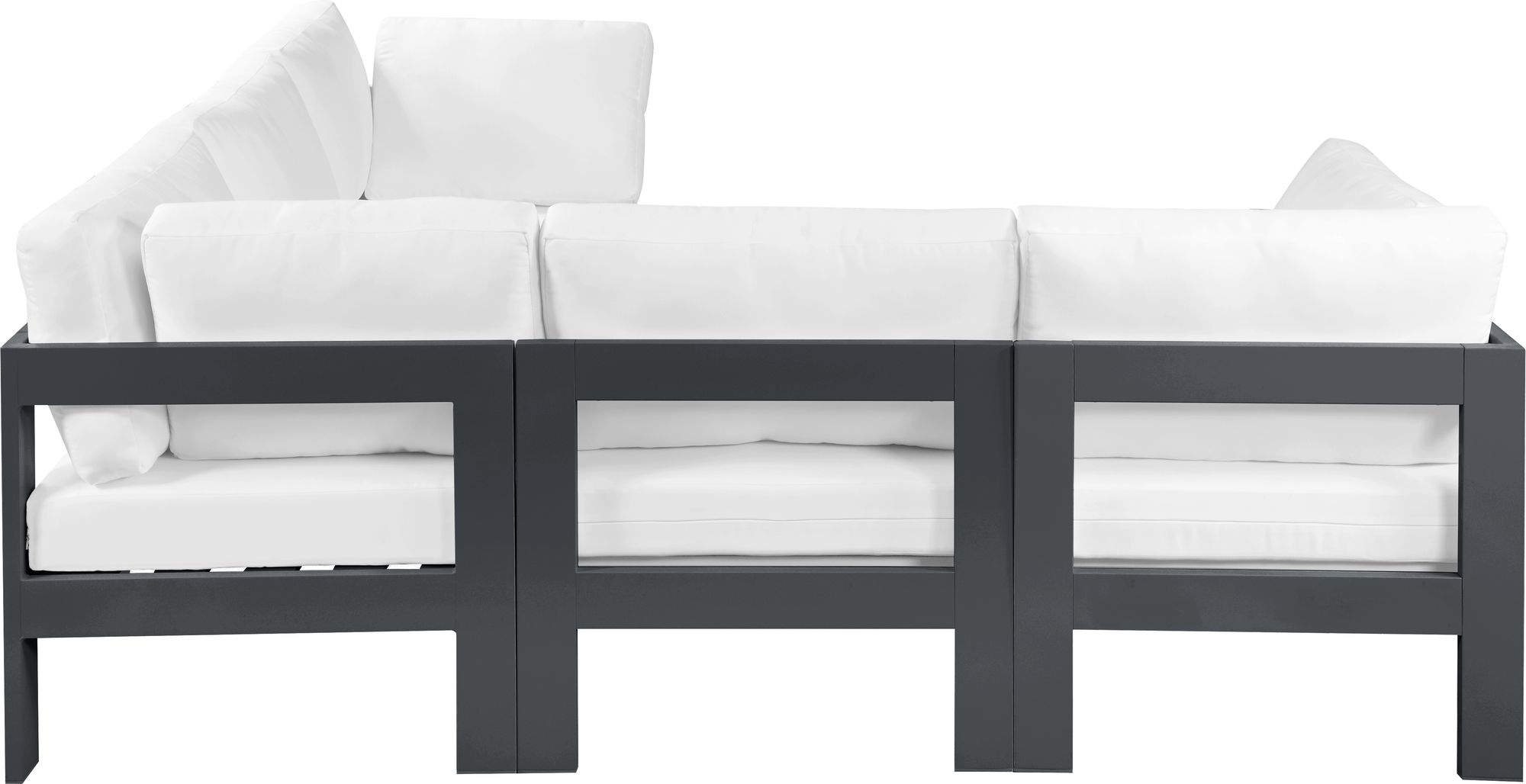 Nizuc 90" 5-Piece Outdoor Patio Waterproof Fabric Modular Sectional with Dark Grey Aluminum Frame
