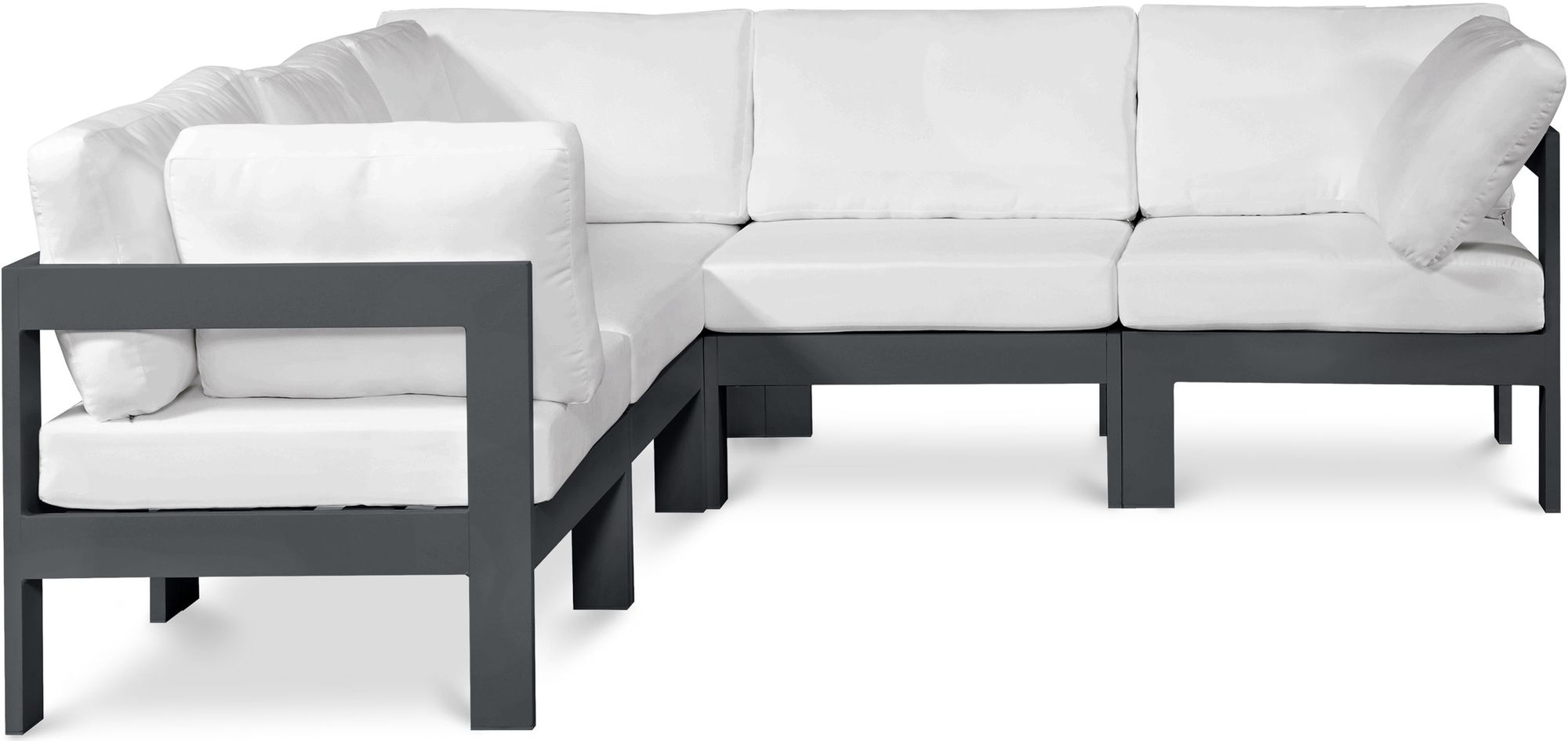 Nizuc 90" 5-Piece Outdoor Patio Waterproof Fabric Modular Sectional with Aluminum Frame