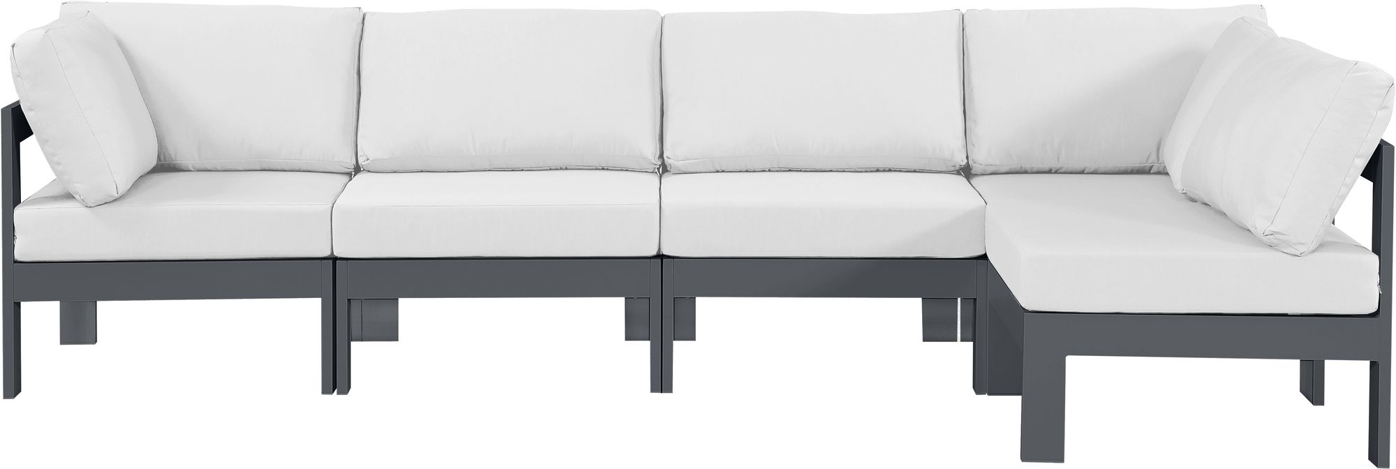 Nizuc 120" 5-Piece Outdoor Patio Waterproof Fabric Modular Sectional with Dark Grey Aluminum Frame