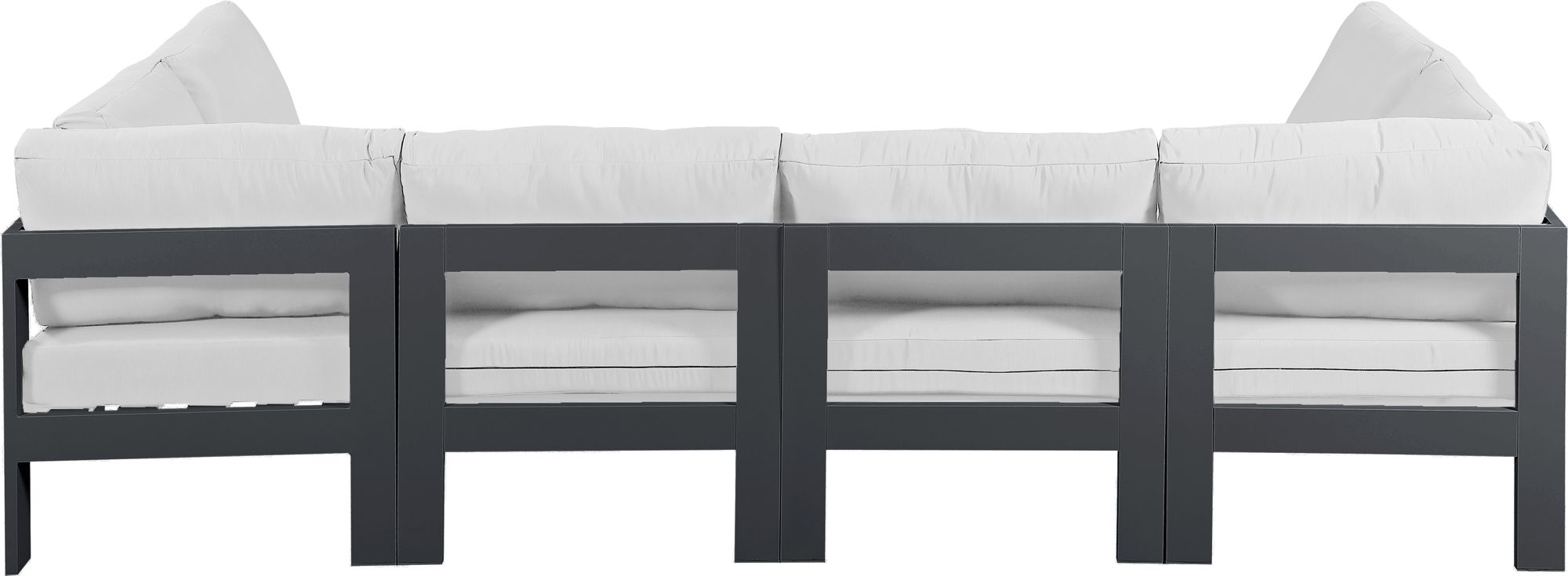 Nizuc 120" 6-Piece Outdoor Patio Waterproof Fabric Modular U-Shape Sectional with Dark Grey Aluminum Frame