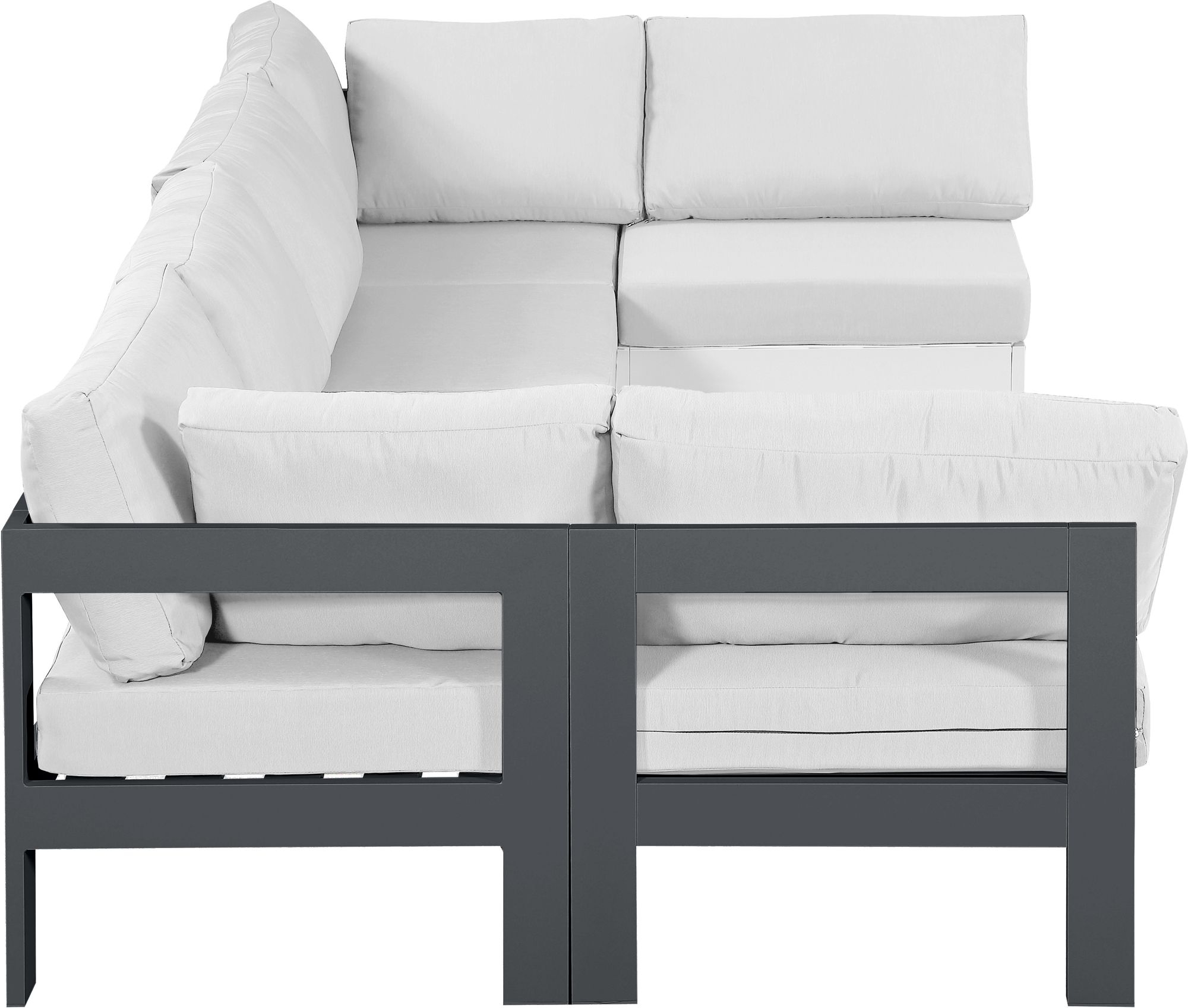 Nizuc 120" 6-Piece Outdoor Patio Waterproof Fabric Modular U-Shape Sectional with Aluminum Frame