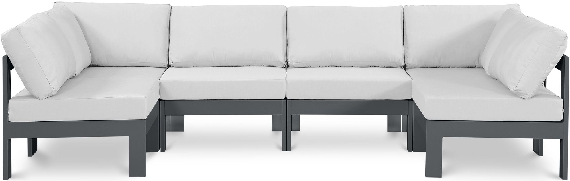 Nizuc 120" 6-Piece Outdoor Patio Waterproof Fabric Modular U-Shape Sectional with Aluminum Frame