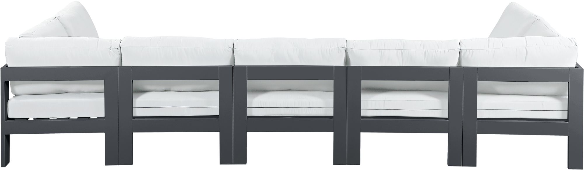 Nizuc 150" 7-Piece Outdoor Patio Waterproof Fabric Modular U-Shape Sectional with Dark Grey Aluminum Frame