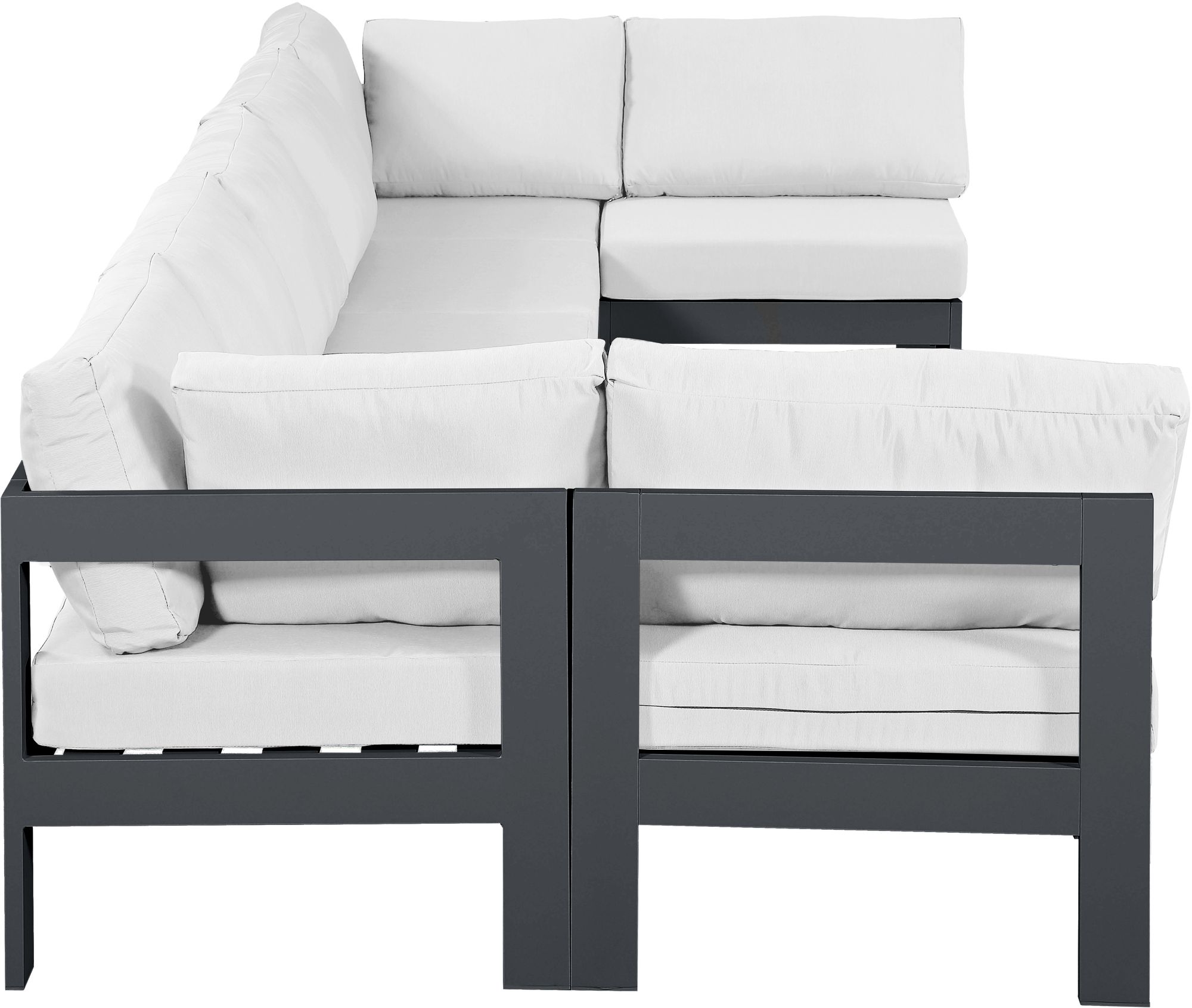 Nizuc 150" 7-Piece Outdoor Patio Waterproof Fabric Modular U-Shape Sectional with Dark Grey Aluminum Frame