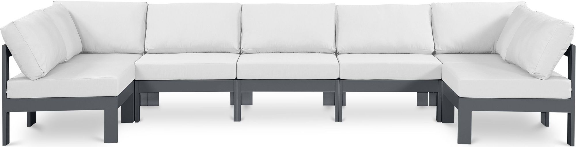 Nizuc 150" 7-Piece Outdoor Patio Waterproof Fabric Modular U-Shape Sectional with Aluminum Frame