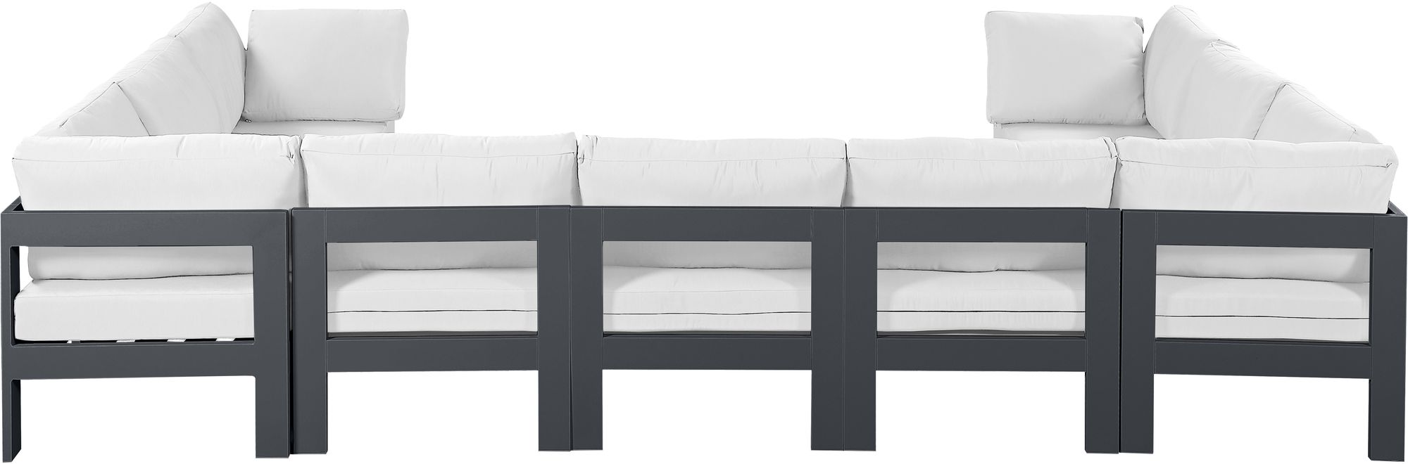 Nizuc 150" 9-Piece Outdoor Patio Waterproof Fabric Modular U-Shape Sectional with Dark Grey Aluminum Frame