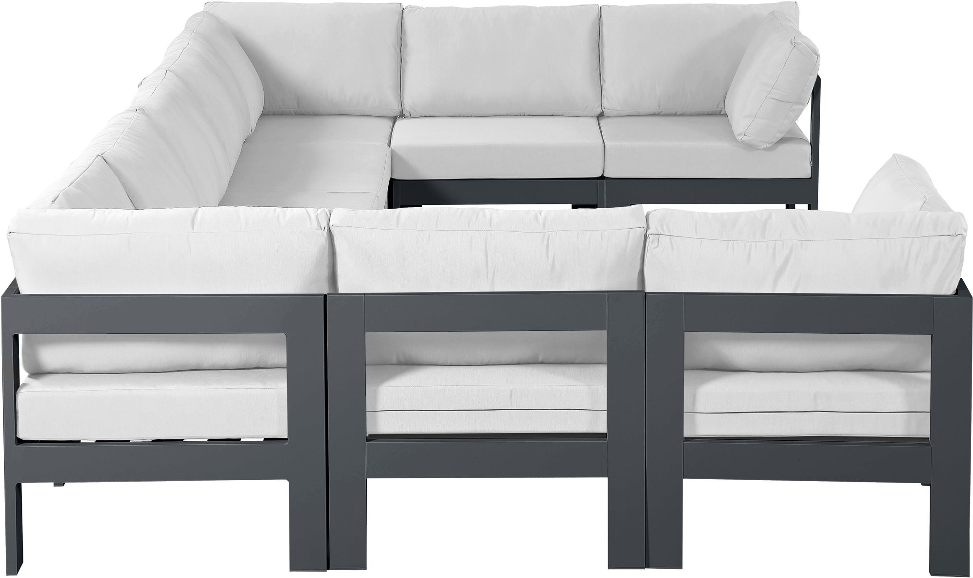 Nizuc 150" 9-Piece Outdoor Patio Waterproof Fabric Modular U-Shape Sectional with Aluminum Frame