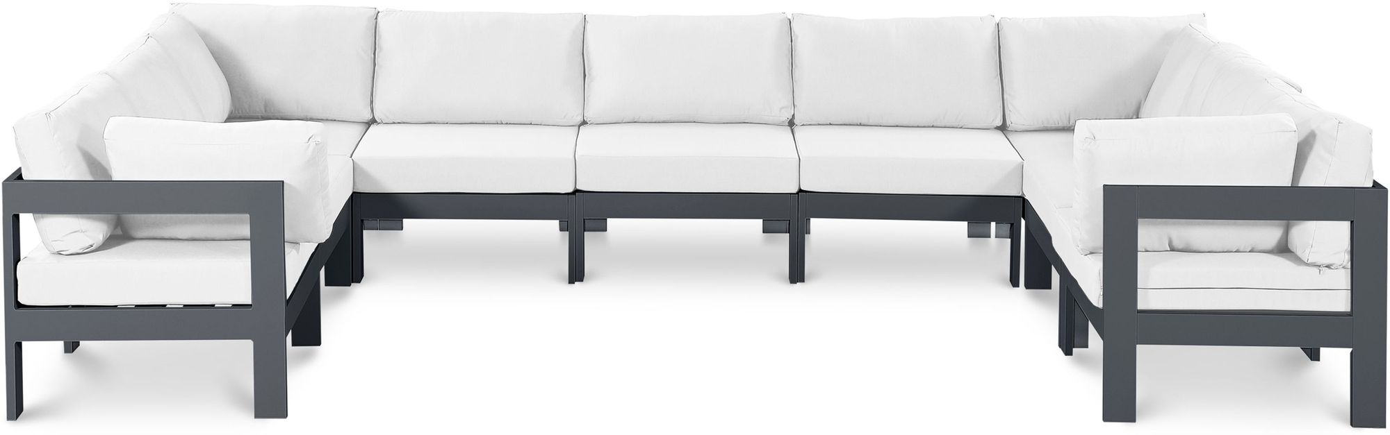 Nizuc 150" 9-Piece Outdoor Patio Waterproof Fabric Modular U-Shape Sectional with Aluminum Frame