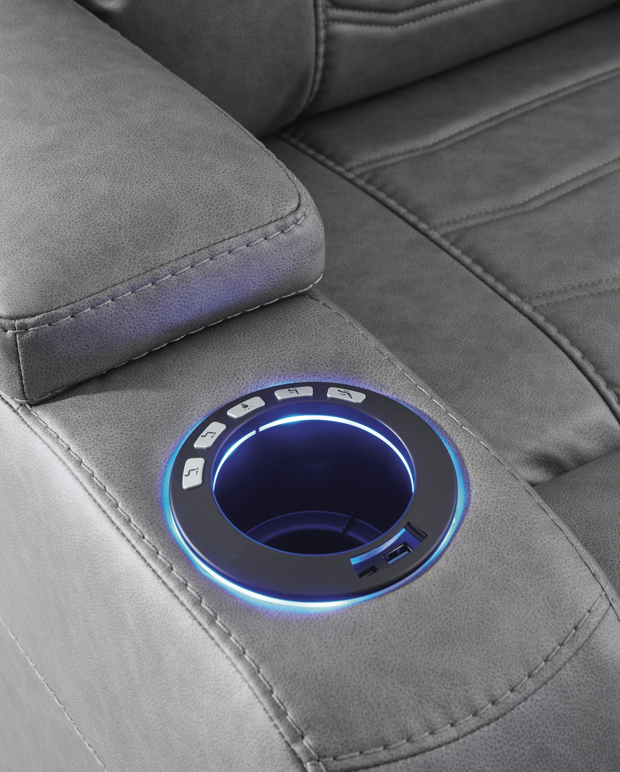 Schooner Rocks Faux Leather PWR Recliner/ADJ Headrest