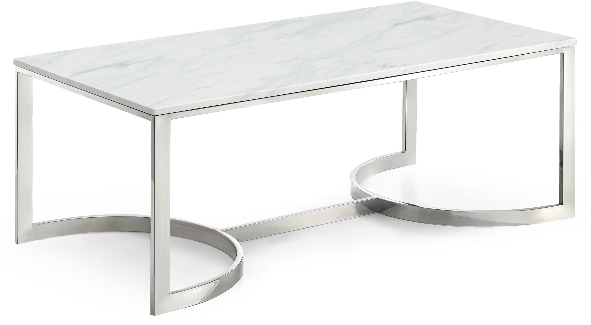 Copley 48" Rectangular Stone Coffee Table with Chrome Stainless Steel Base
