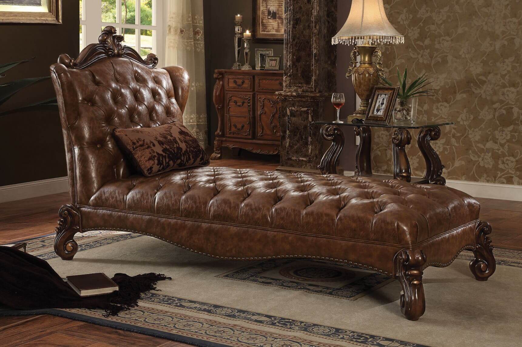 Versailles Chaise, Cherry Oak by ACME
