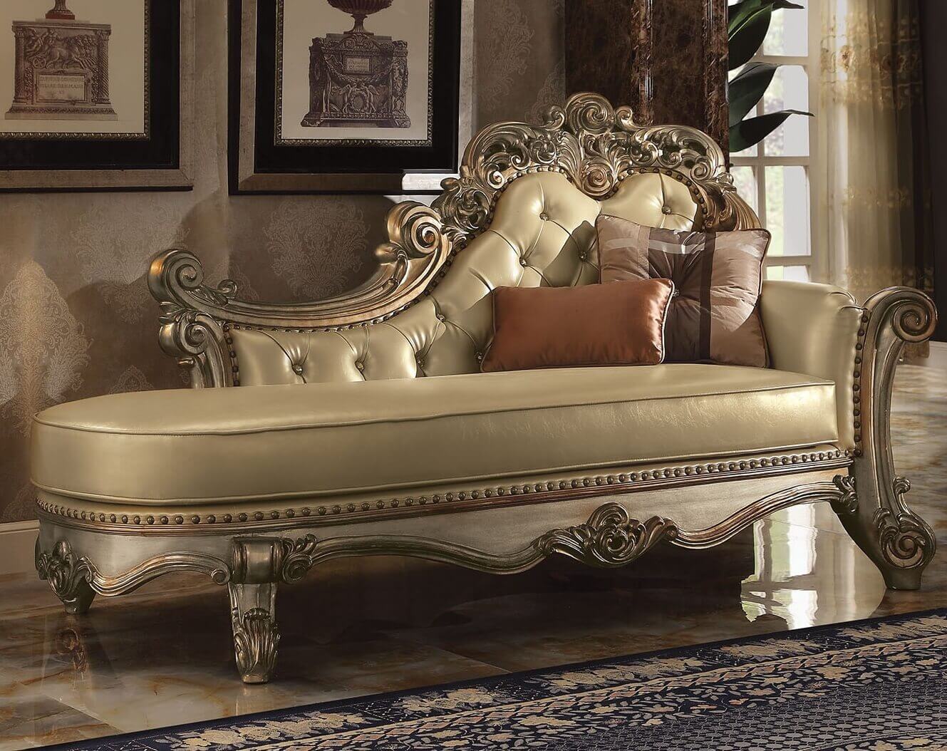 Vendome Chaise, Gold Patina by ACME