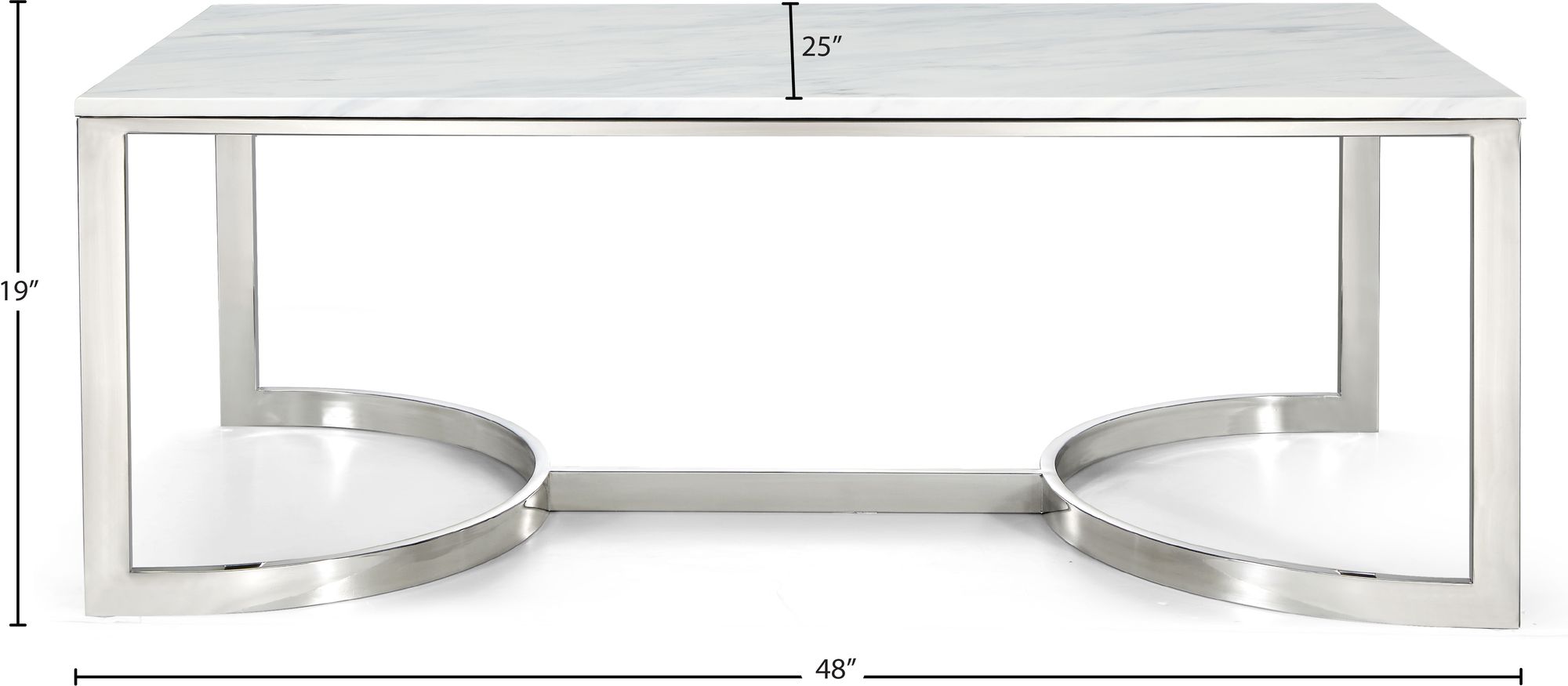 Copley 48" Rectangular Stone Coffee Table with Chrome Stainless Steel Base