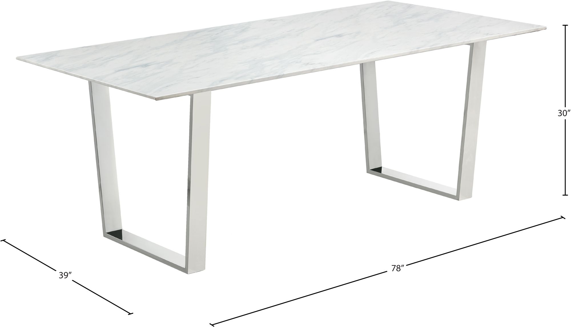 Carlton 78" Rectangular Genuine Stone Dining Table with Chrome Stainless Steel Base
