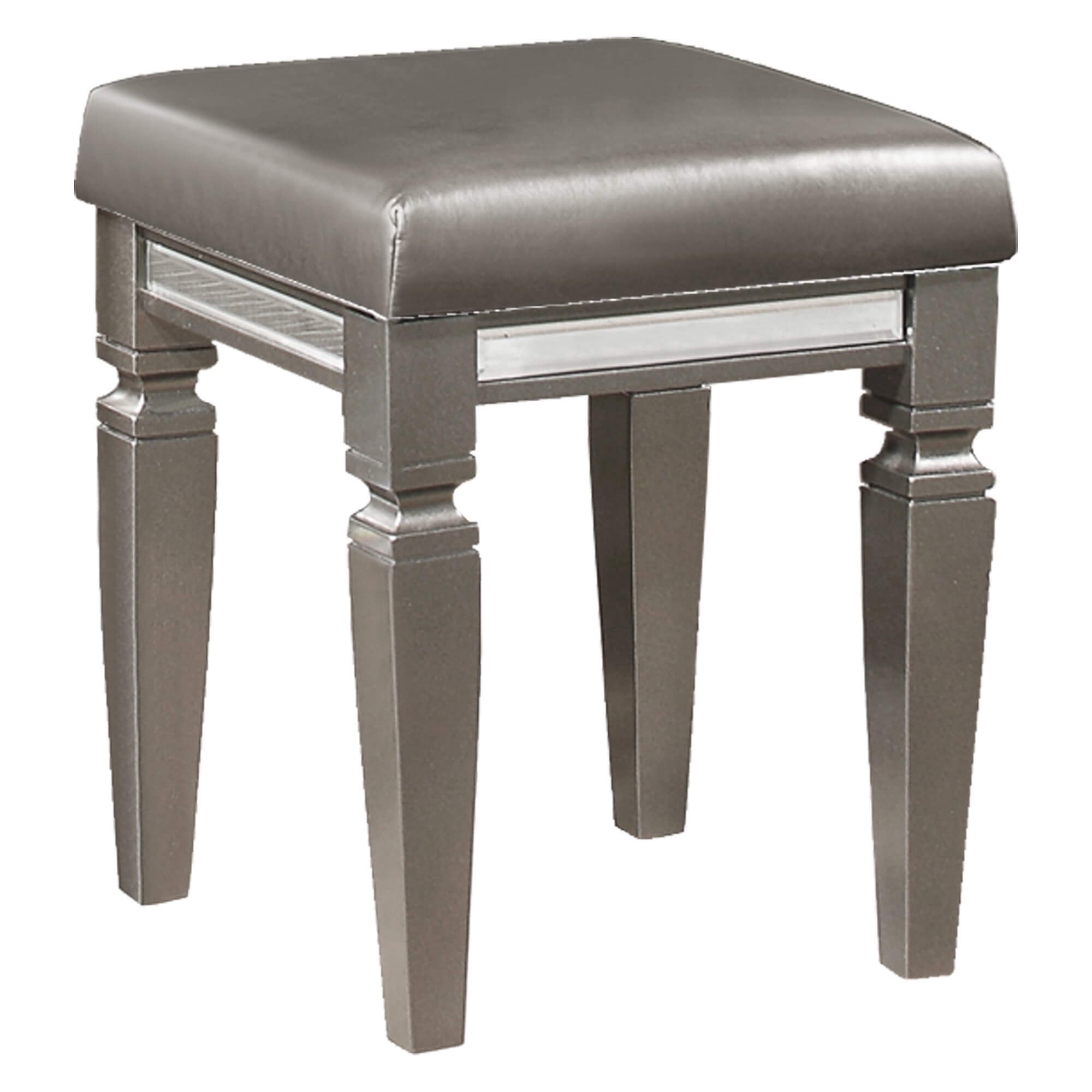 Tamsin Leatherette/Wood Vanity Stool