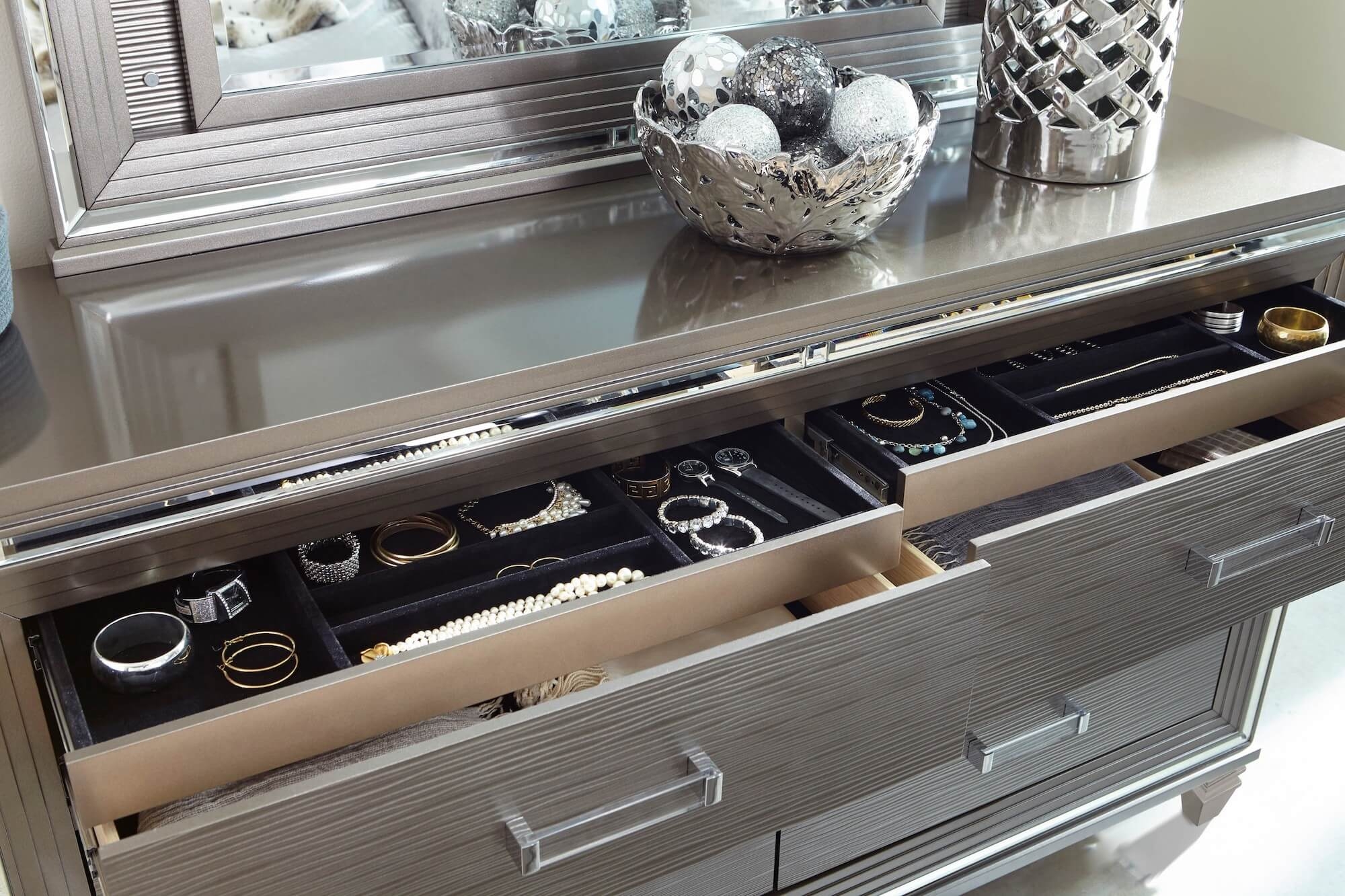 Tamsin Wood Dresser with Hidden Jewelry Drawers