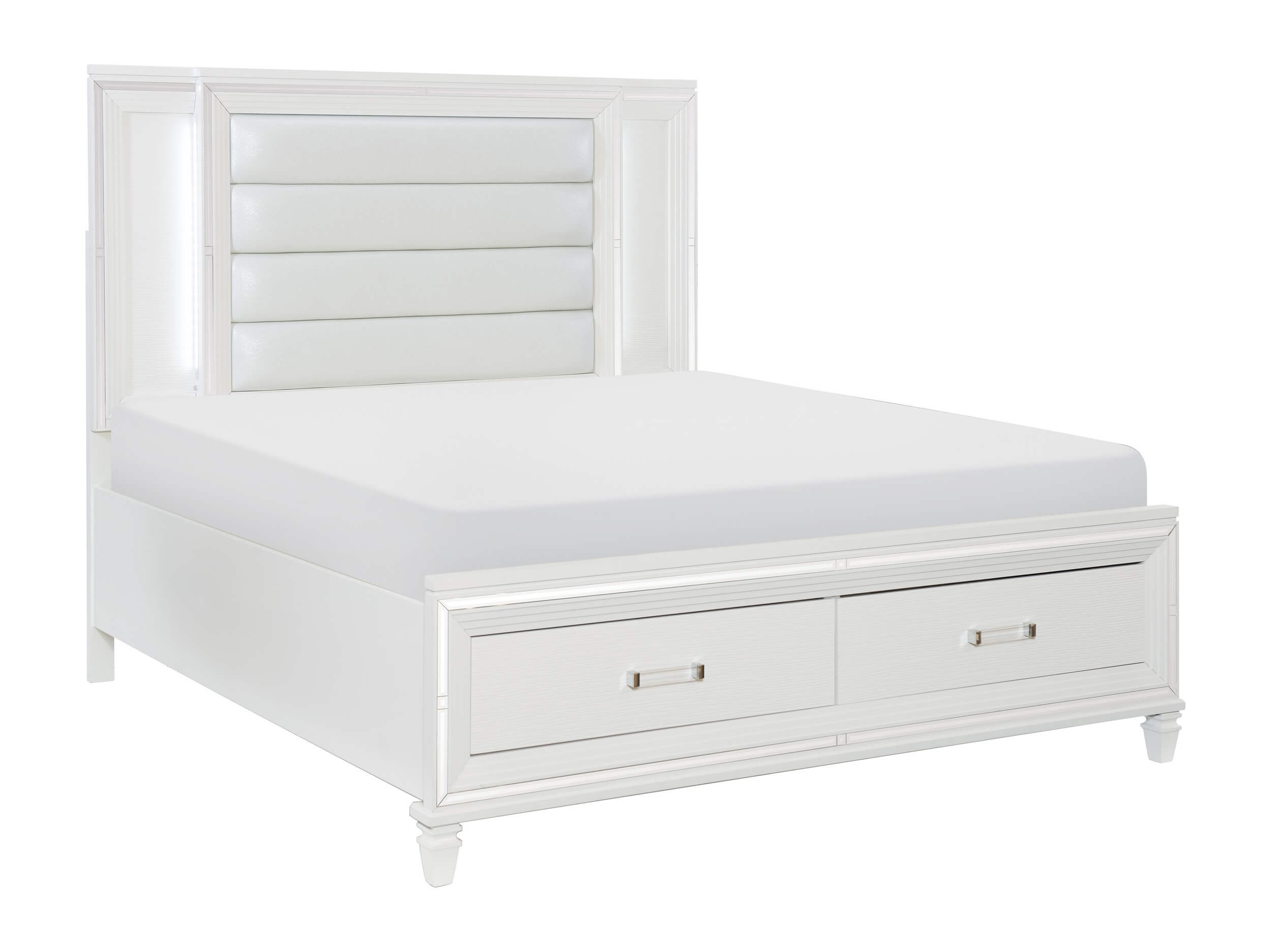 Tamsin Leatherette Storage Platform Bedroom Set with LED Lighting