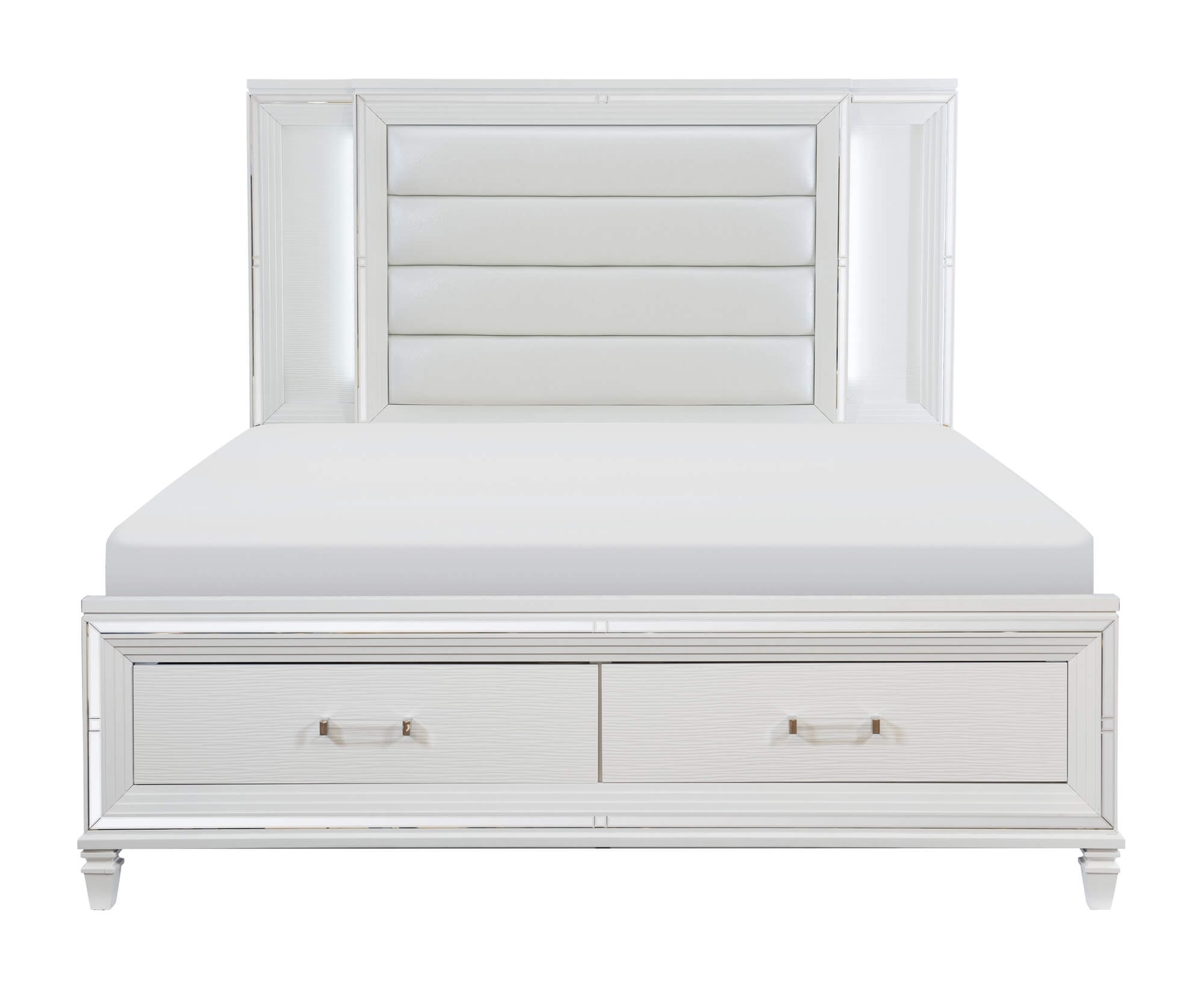 Tamsin Leatherette Storage Platform Bed with LED Lighting, California King Size
