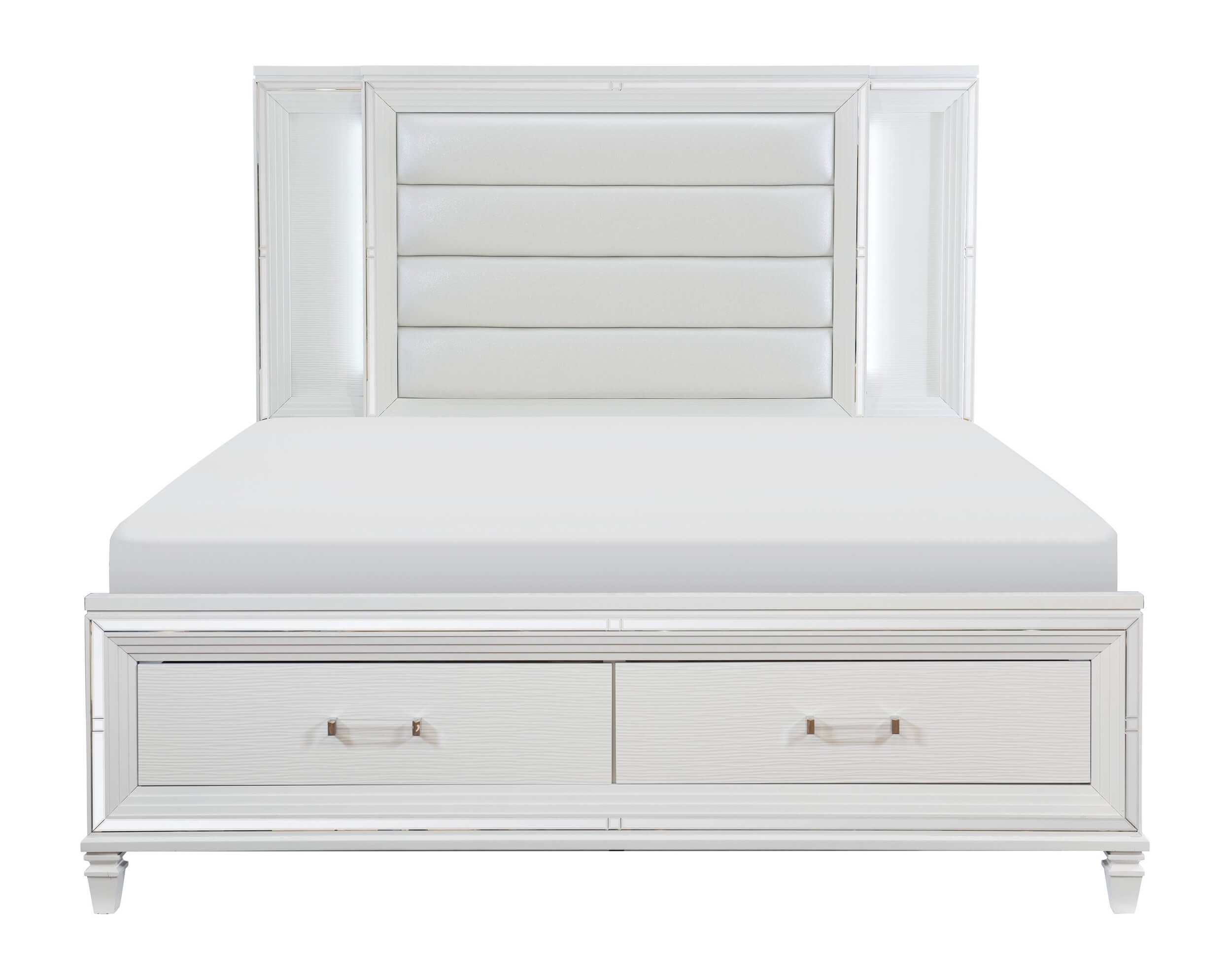 Tamsin Leatherette Storage Platform Bedroom Set with LED Lighting
