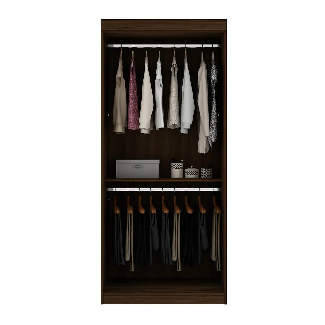 Mulberry 35.9-inch Open Double Hanging Wardrobe Closet w/2 Hanging Rods 