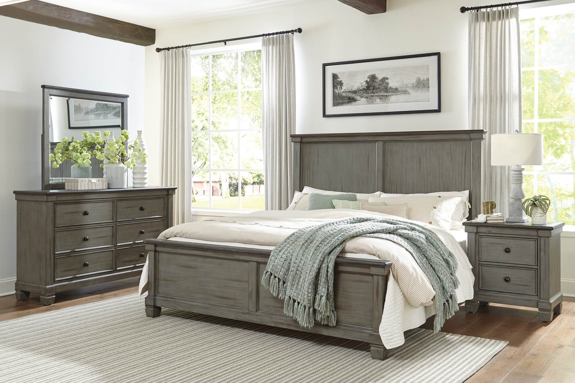 Weaver Wood/Wood Veneer Bed, Queen Size