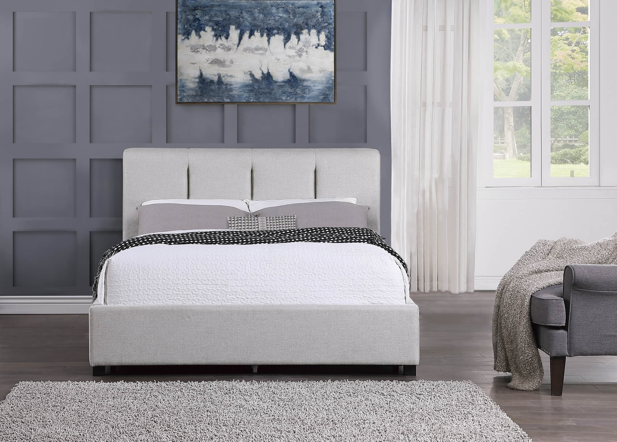 Aitana Fabric Platform Bed, Queen Size