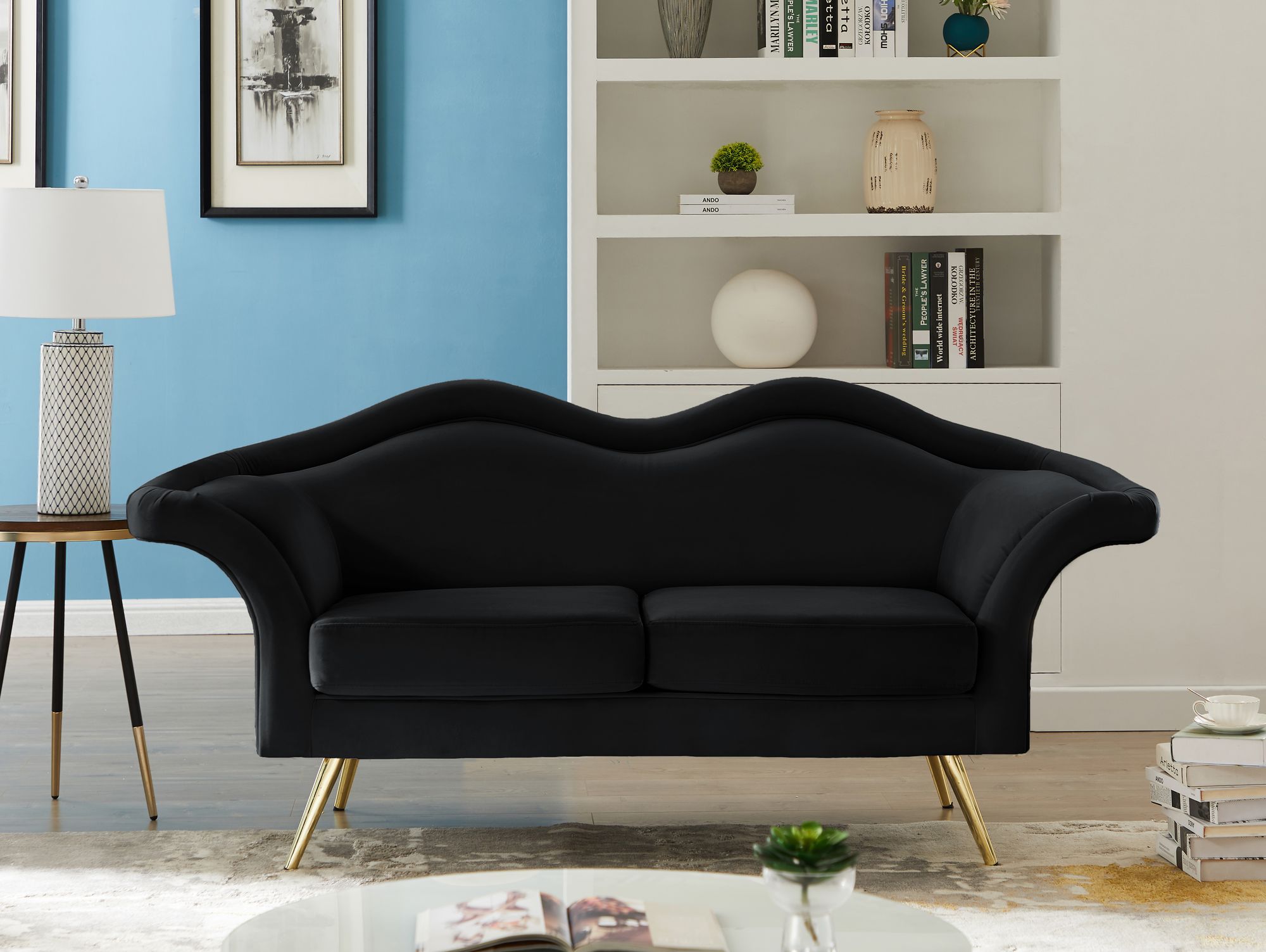 Lips Velvet Loveseat