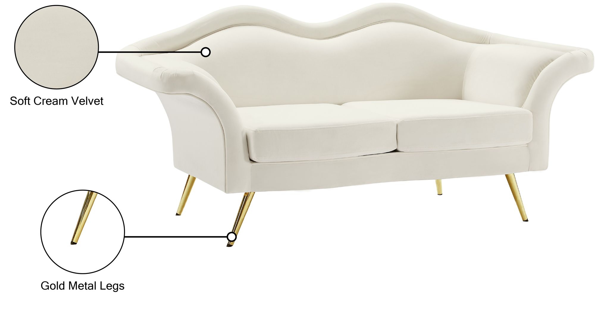 Lips Velvet Loveseat
