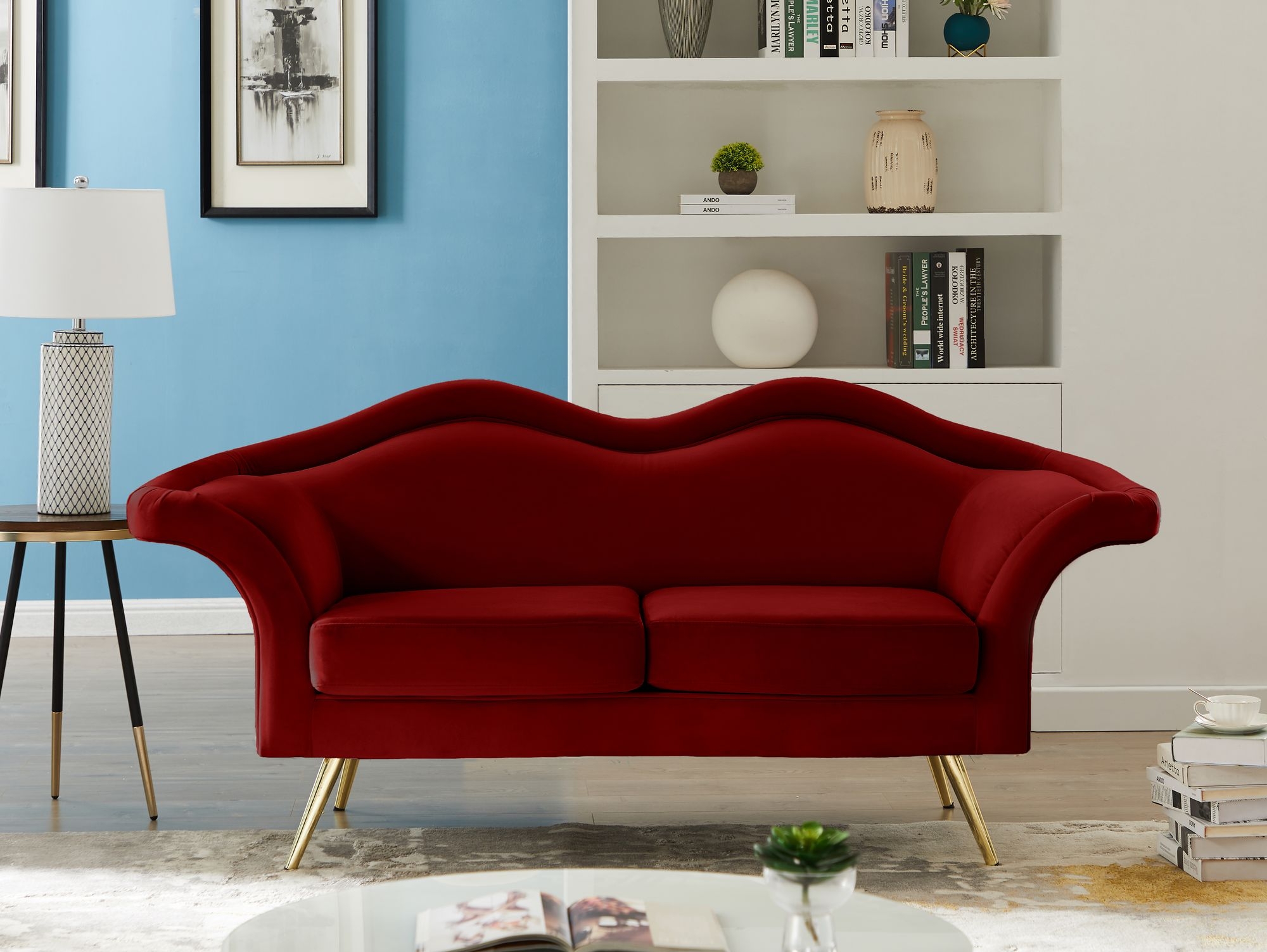 Lips Velvet Loveseat