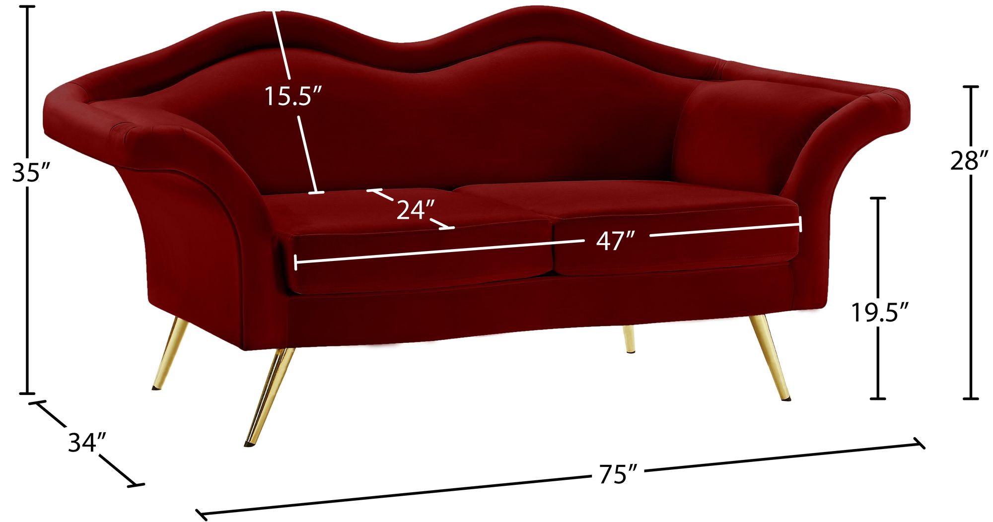Lips Velvet Loveseat