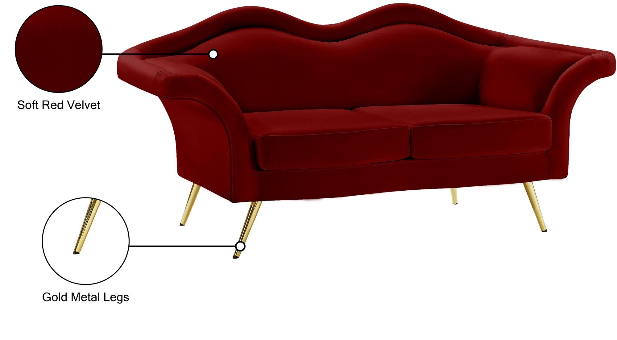 Lips Velvet Loveseat