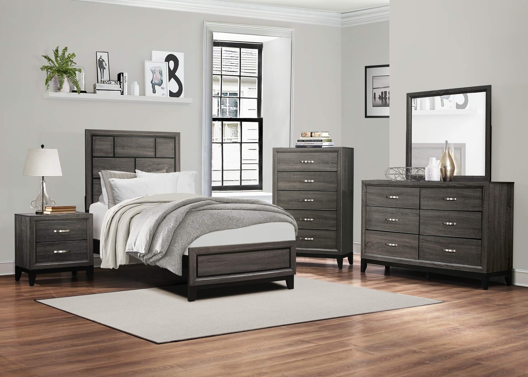 Davi Wood/Wood Veneer Bed, Twin Size