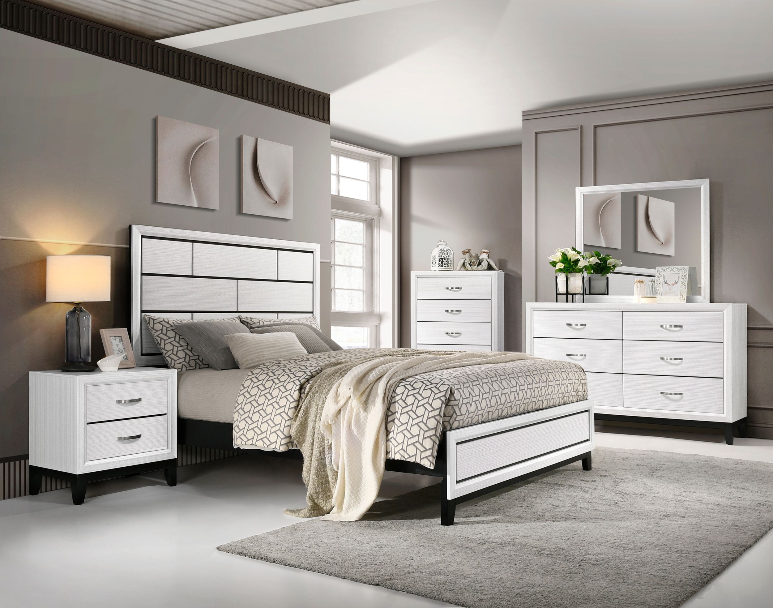 Davi Faux Wood Veneer/Wood Eastern King Panel Bed