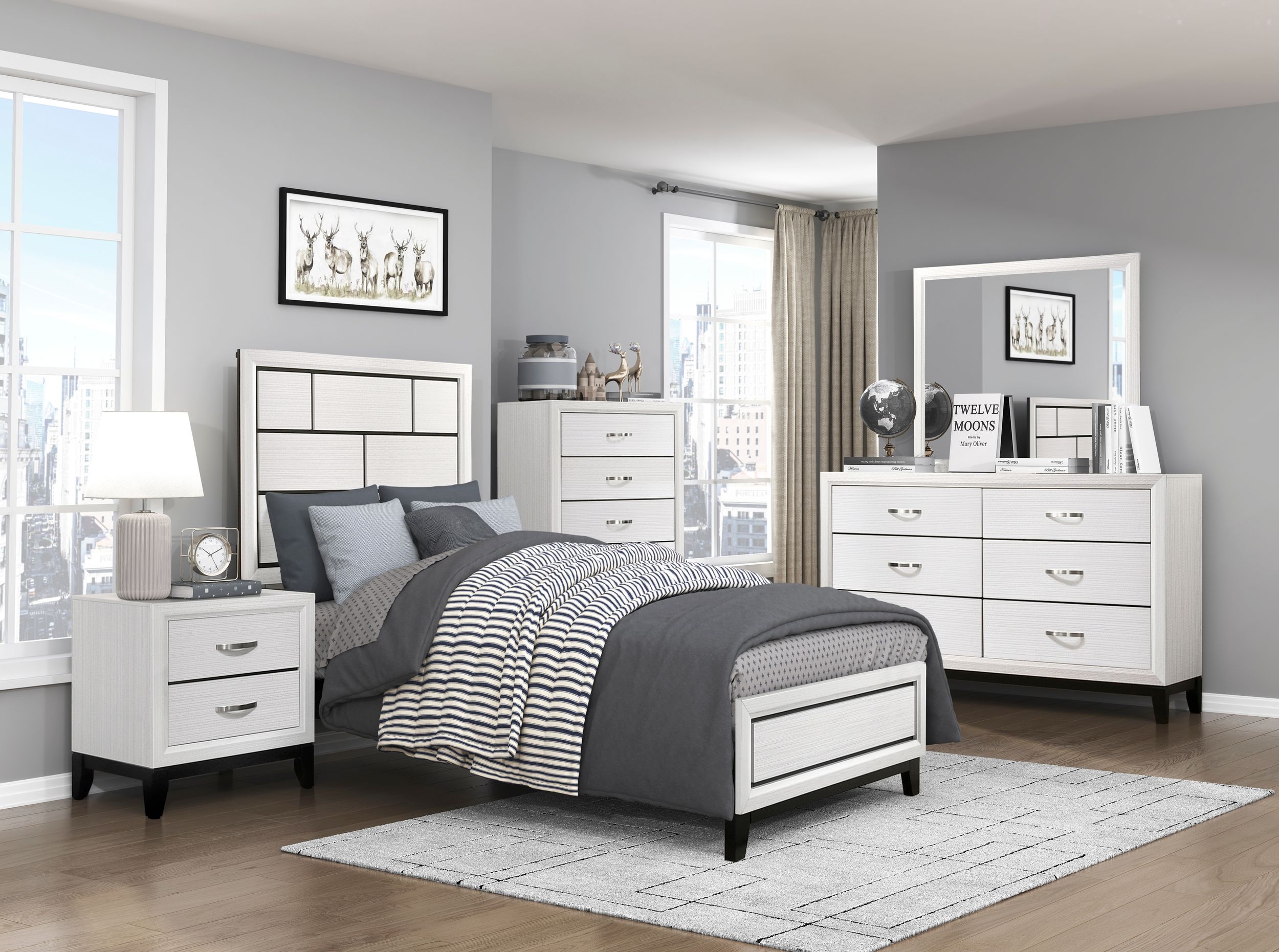 Davi Faux Wood Veneer/Wood Panel Bedrom Set
