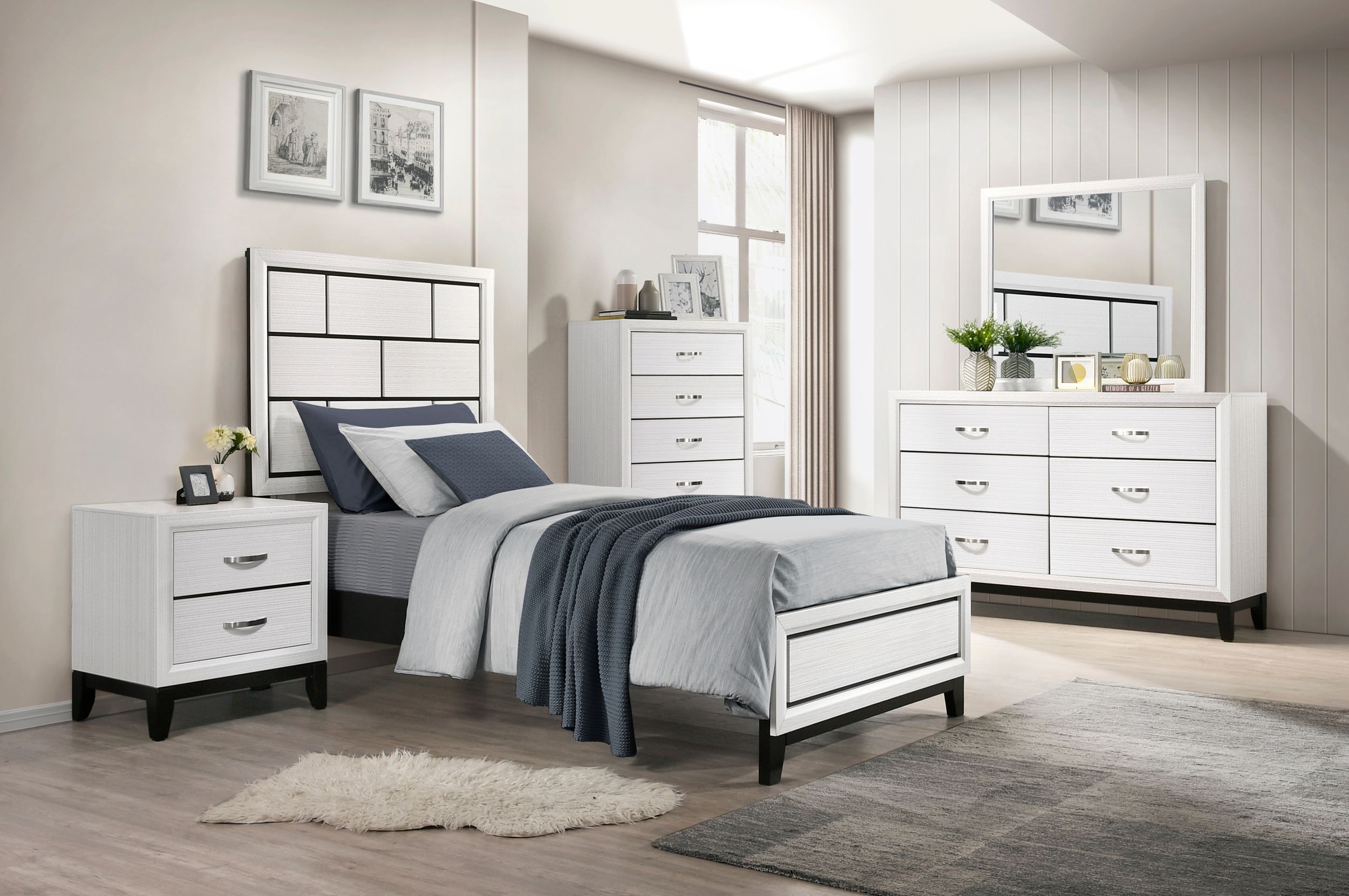 Davi Faux Wood Veneer/Wood Panel Bedrom Set