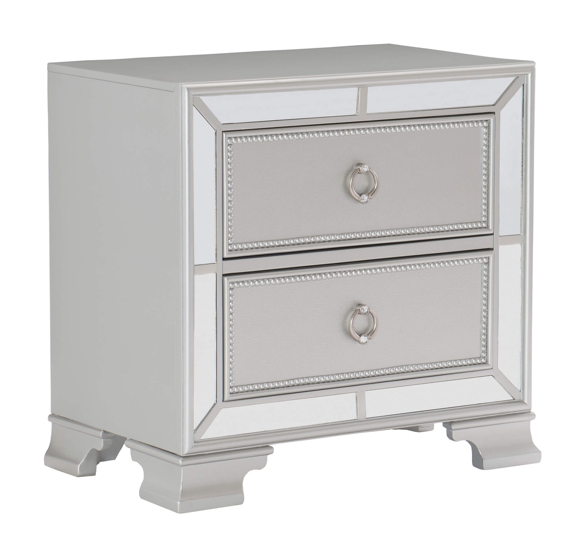 Avondale Wood/Wood Veneer/Mirrored Nightstand