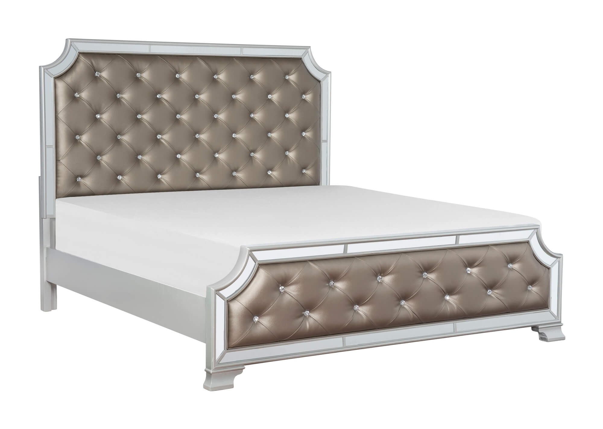 Avondale Mirrored/Leatherette Tufted Panel Bed