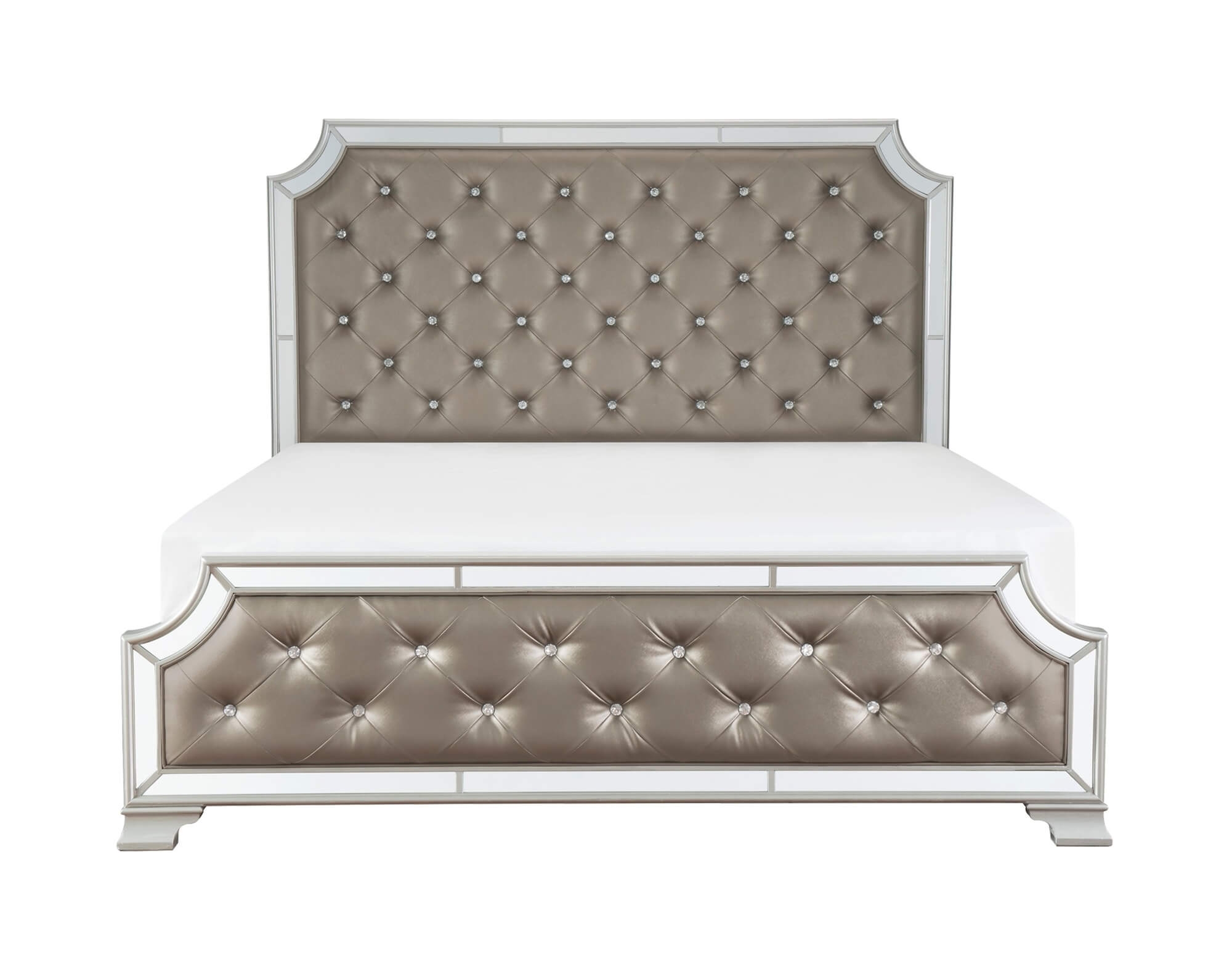 Avondale Mirrored/Leatherette Tufted Panel Bed