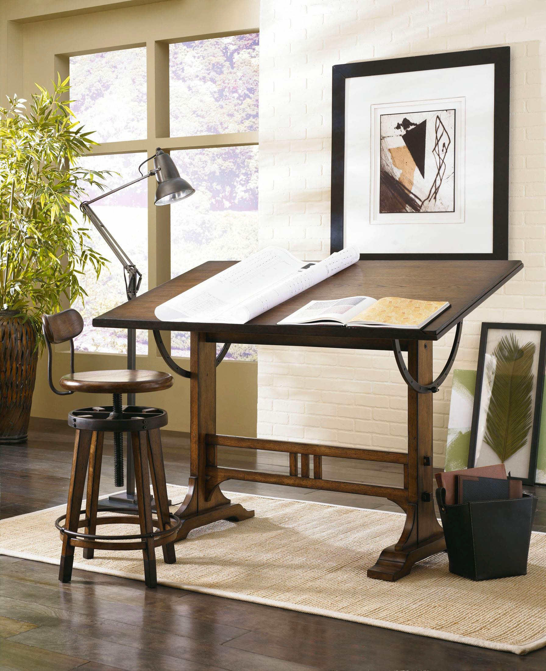 Studio Home Rectangular Wood Living Room Architect Desk 