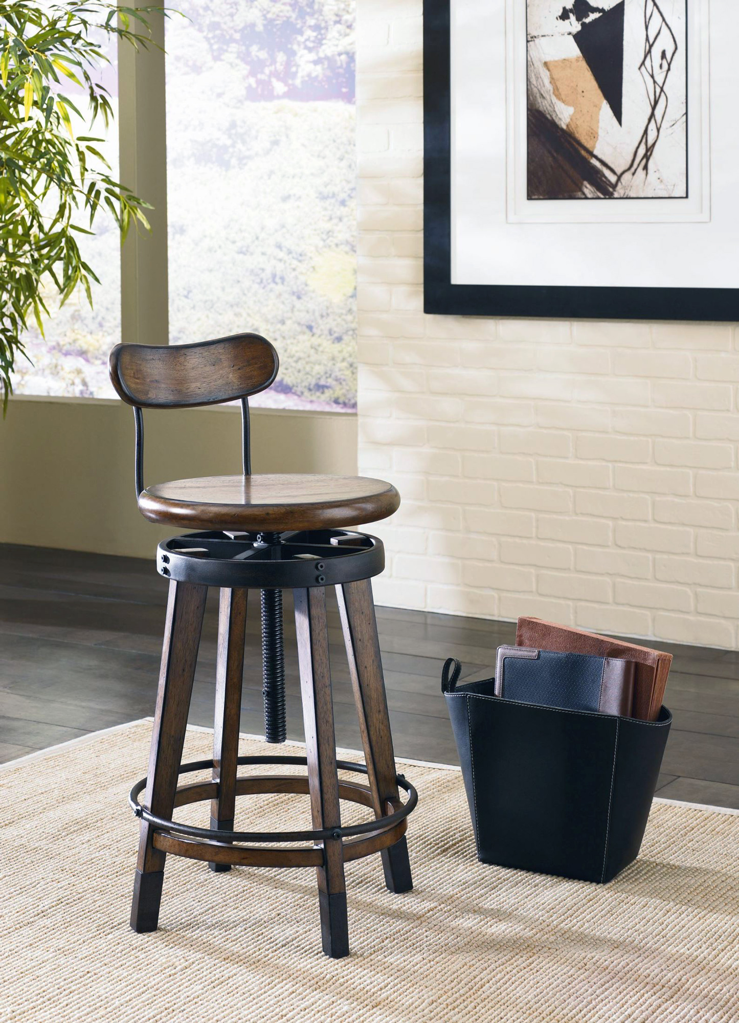 Studio Home Oak Swivel Adjustable Bar Stool