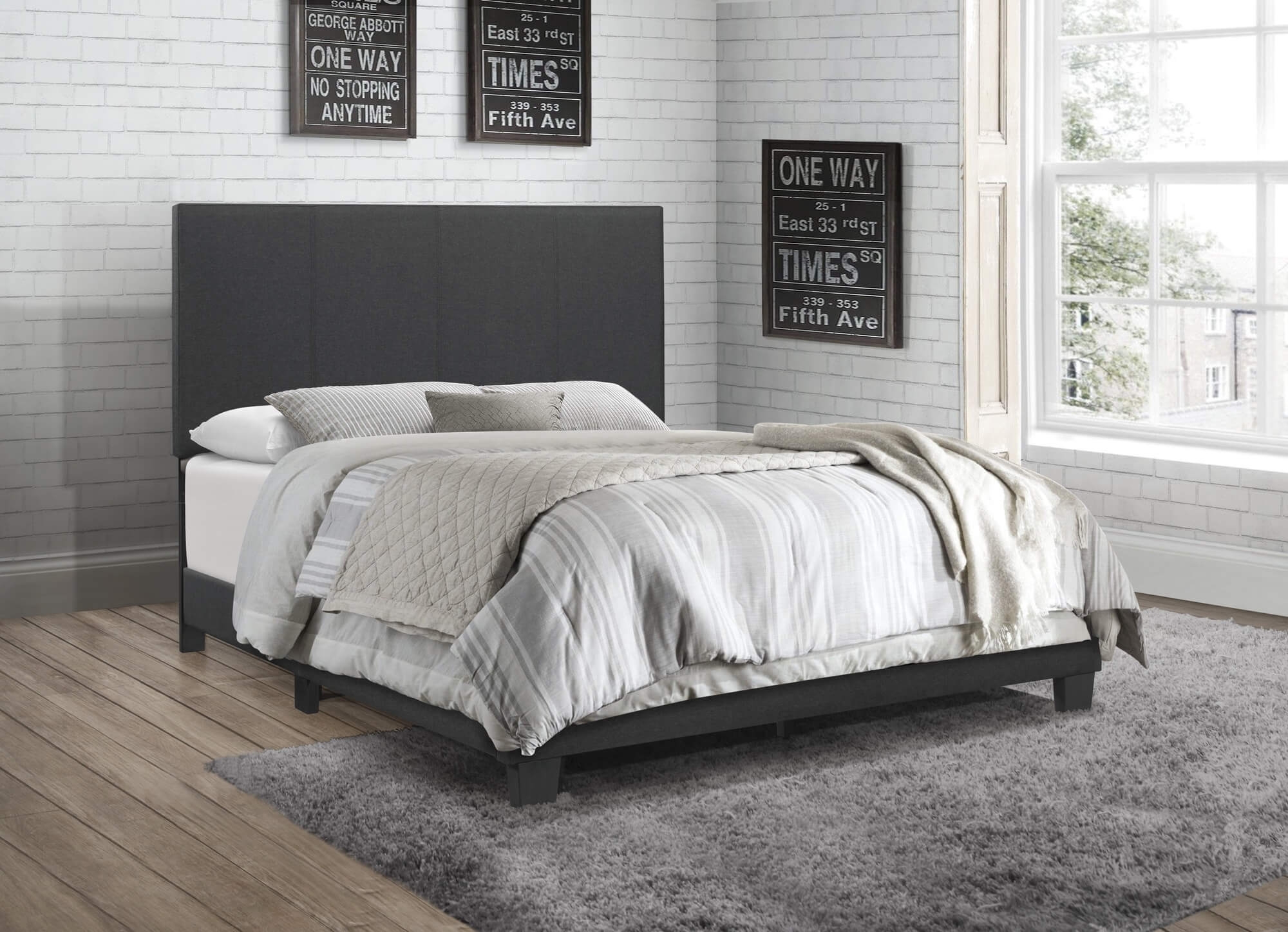 Nolens Fabric Panel Bed in a Box, Queen Size