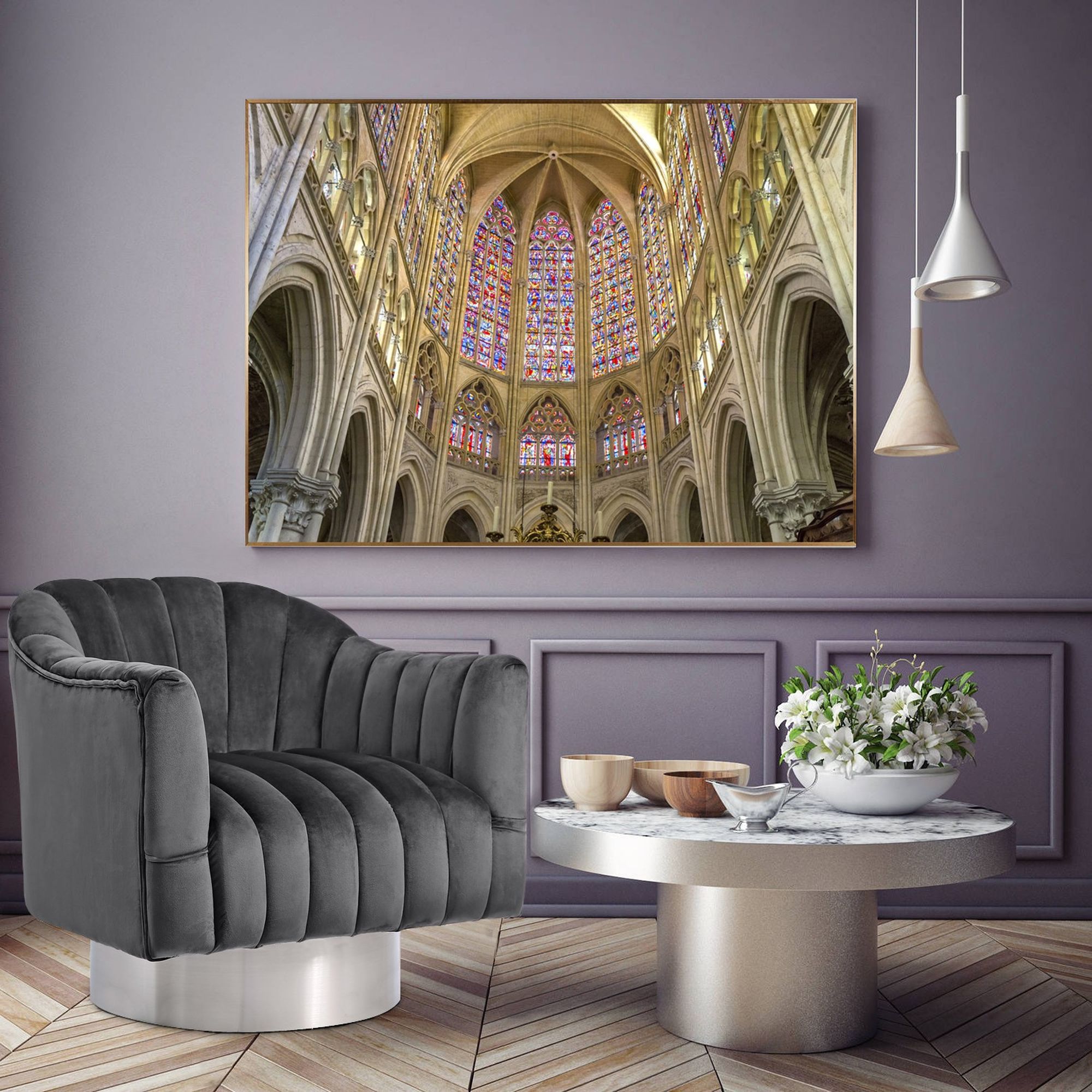 Farrah Velvet Chair with Swivel Base