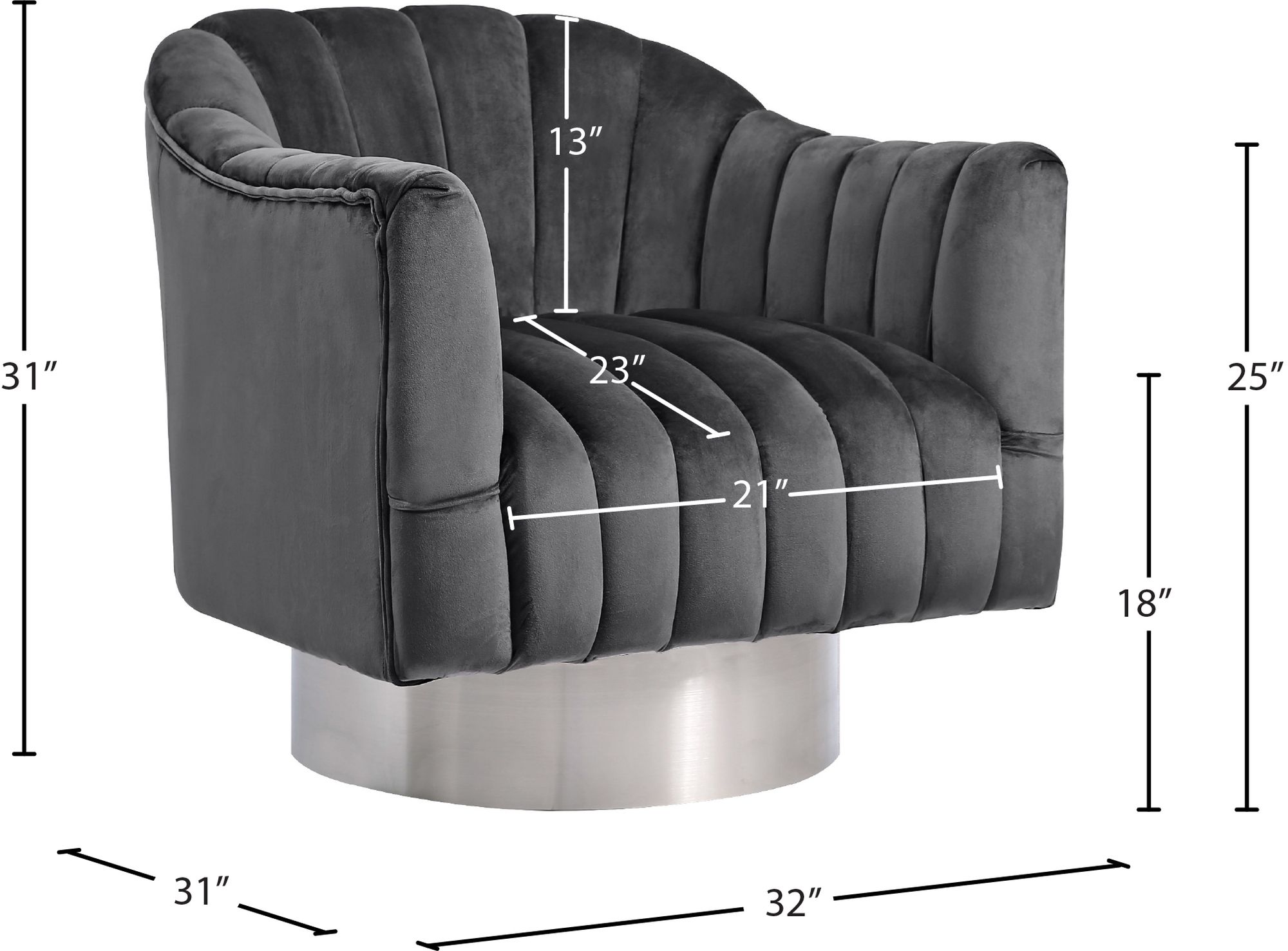 Farrah Velvet Chair with Swivel Base