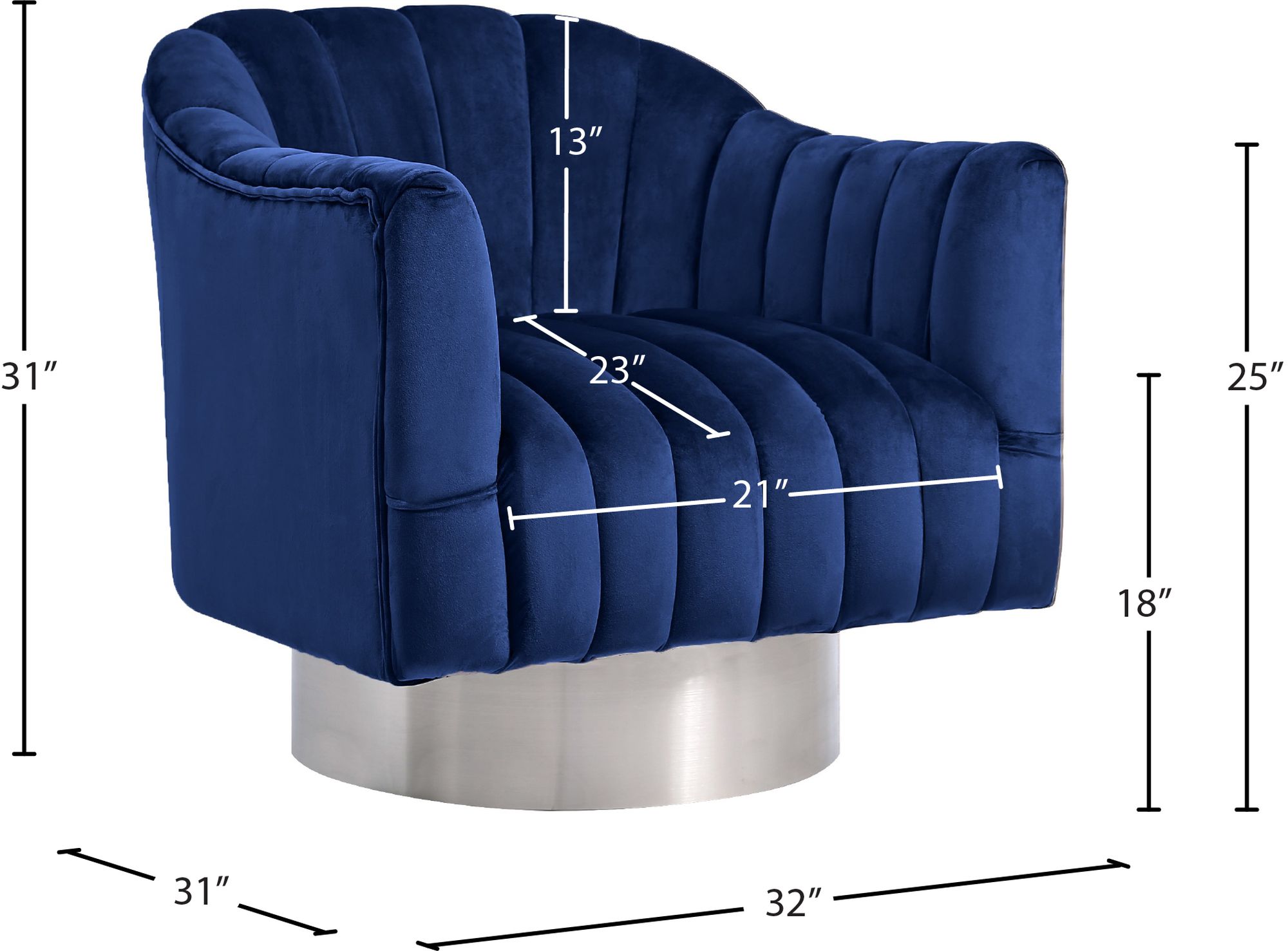 Farrah Velvet Chair with Chrome Swivel Base